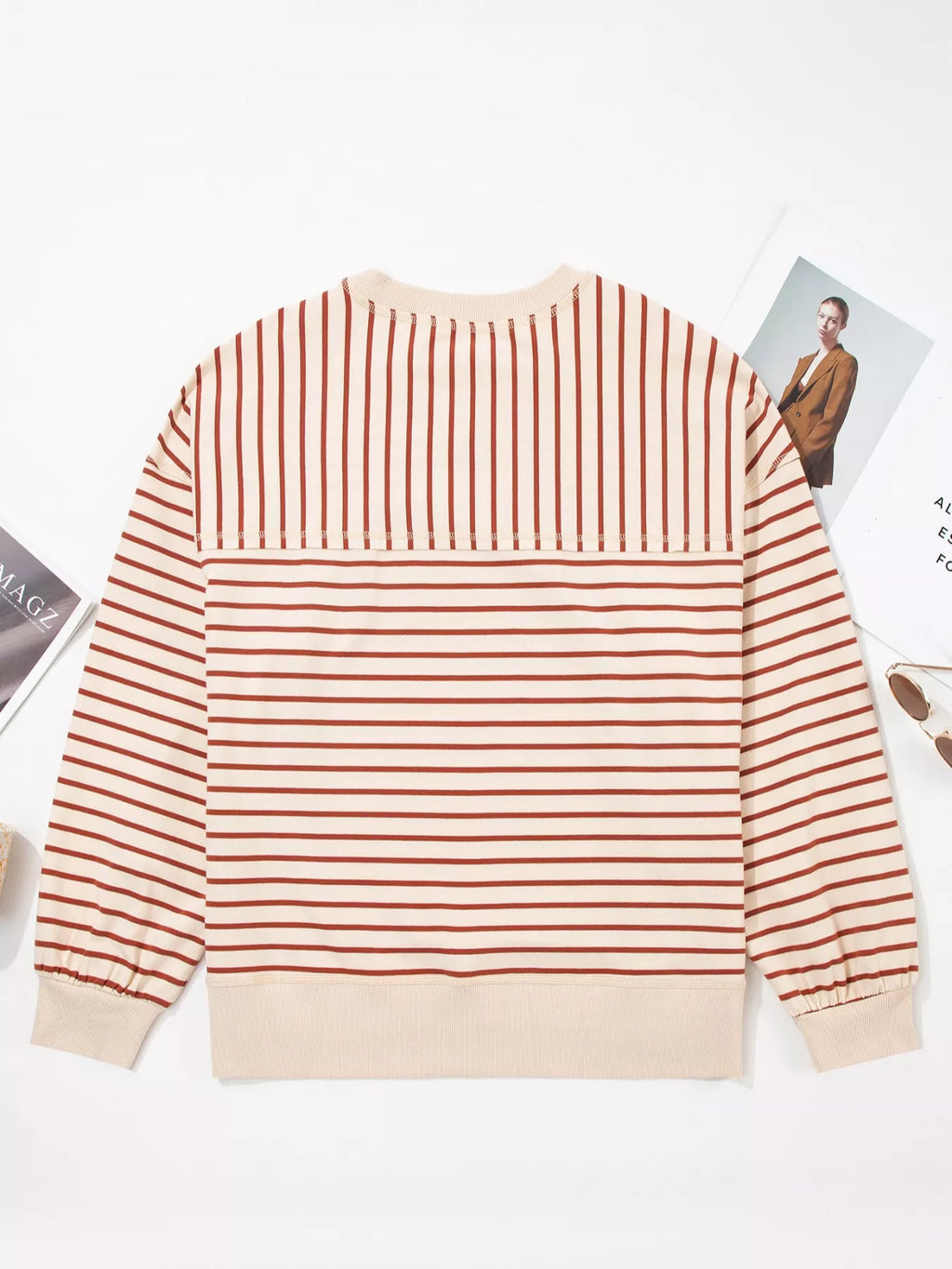Striped Crew Neck Casual Sweatshirt