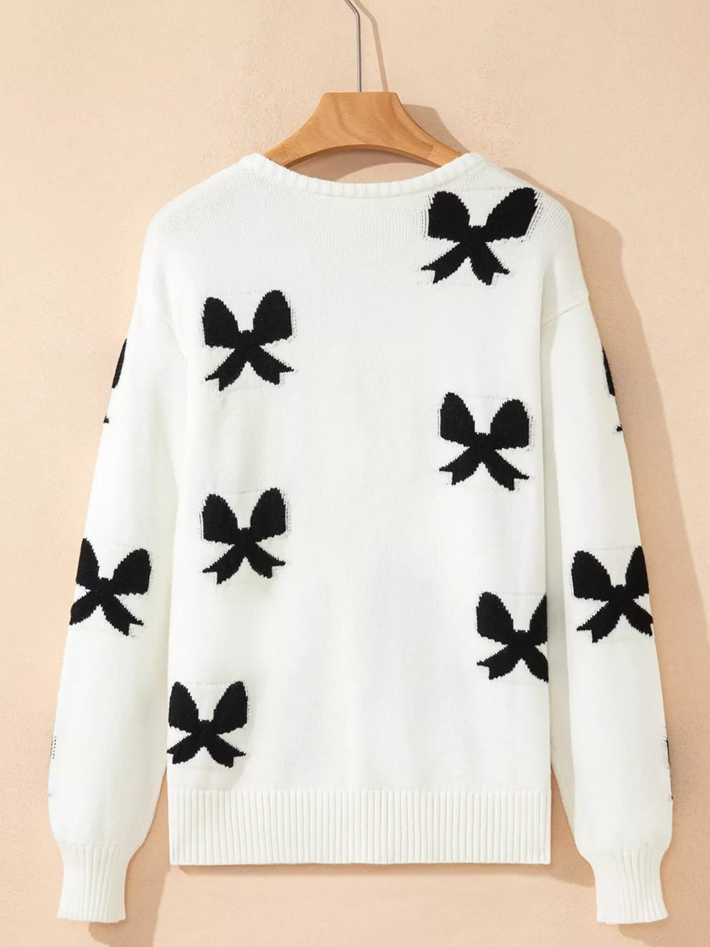 Tie Front Bow Pattern Cardigan