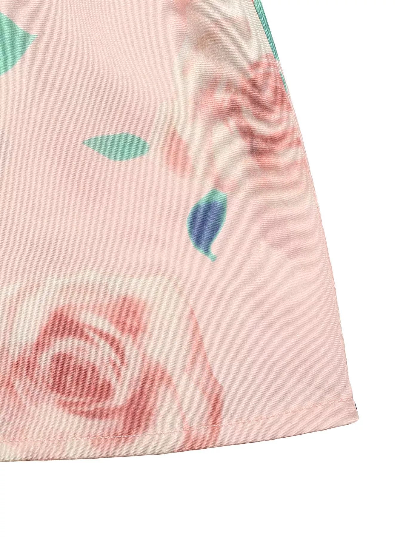 Round Neck Top and Floral Print Skirt Two-Piece Set