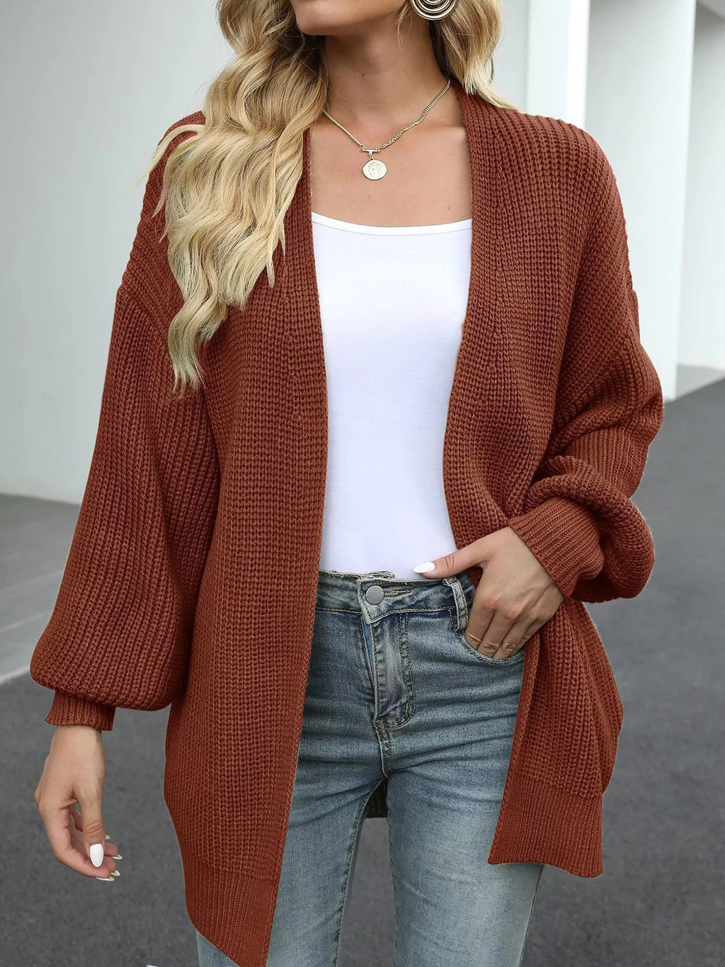 Chunky Knit Open Front Cardigan