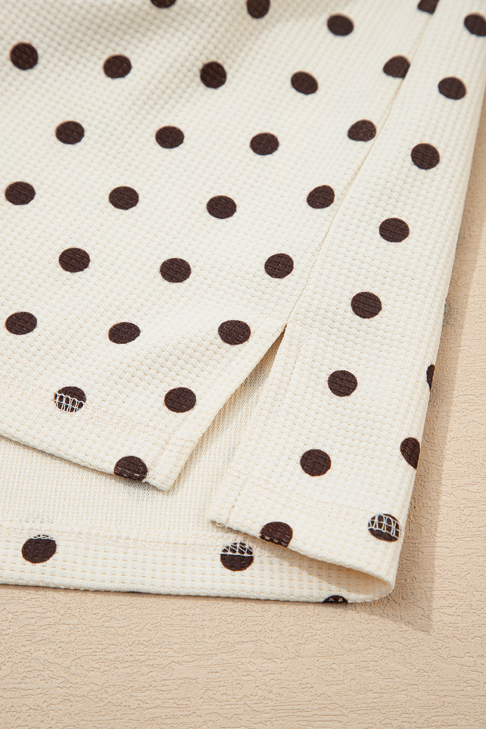 Polka Dot Waffle Knit Top and Pants Lounge Set