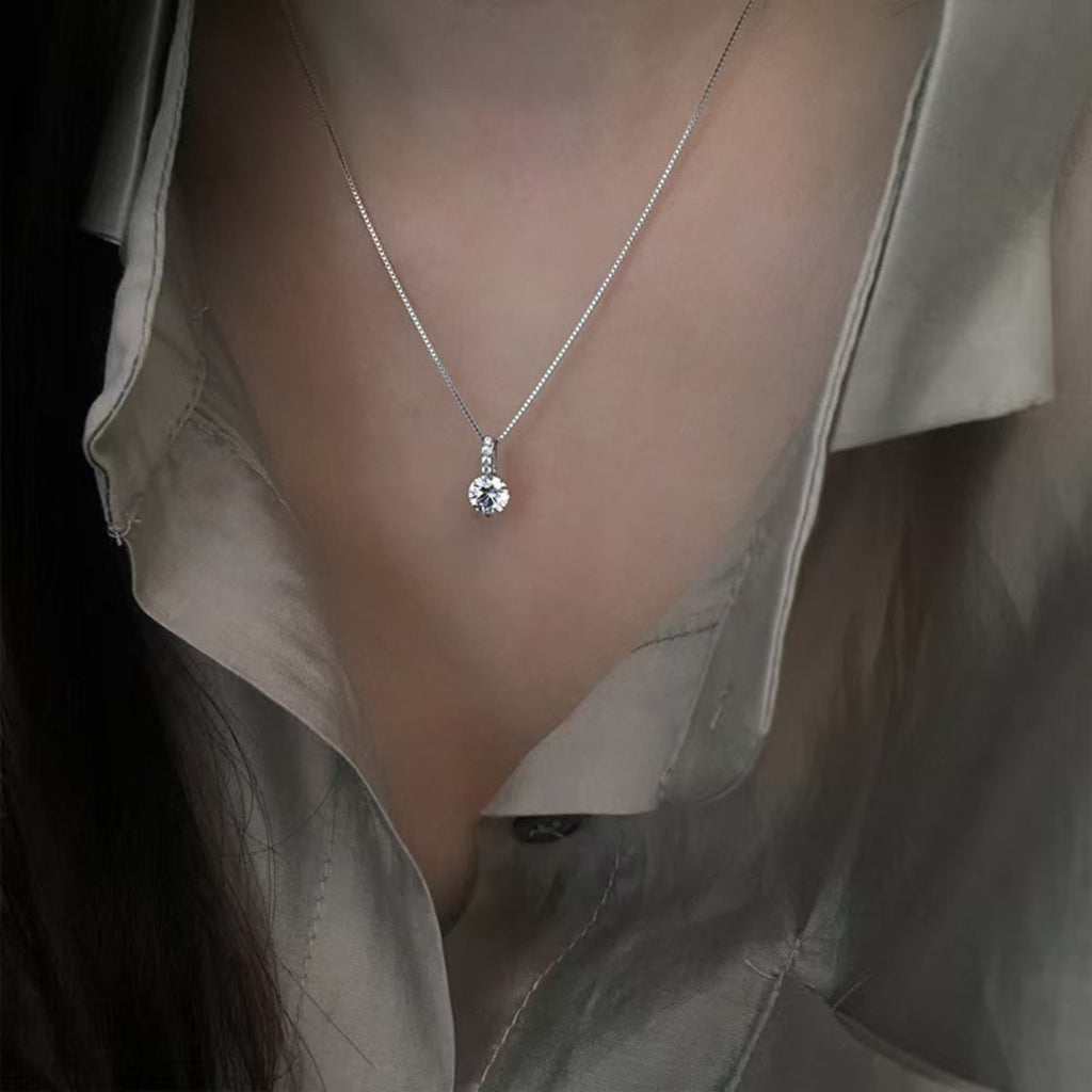 1 Carat Moissanite 925 Sterling Silver Pendant Necklace