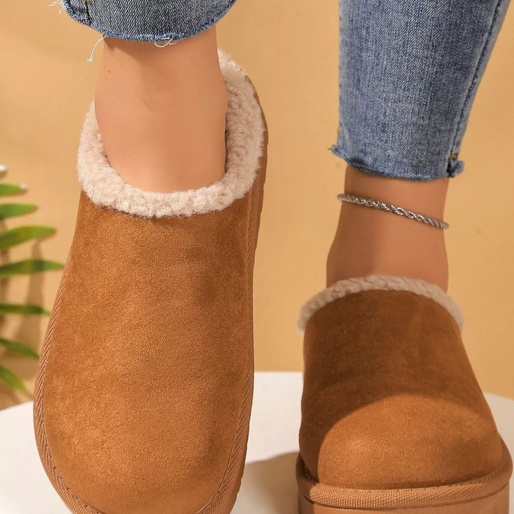 Plush Lined Round Toe Slippers