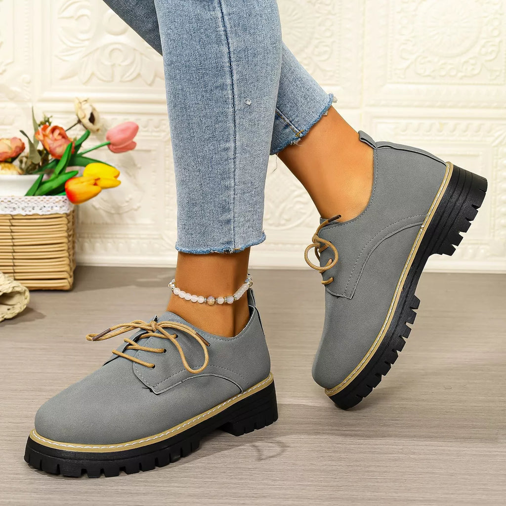 Round Toe Lace-Up Loafers