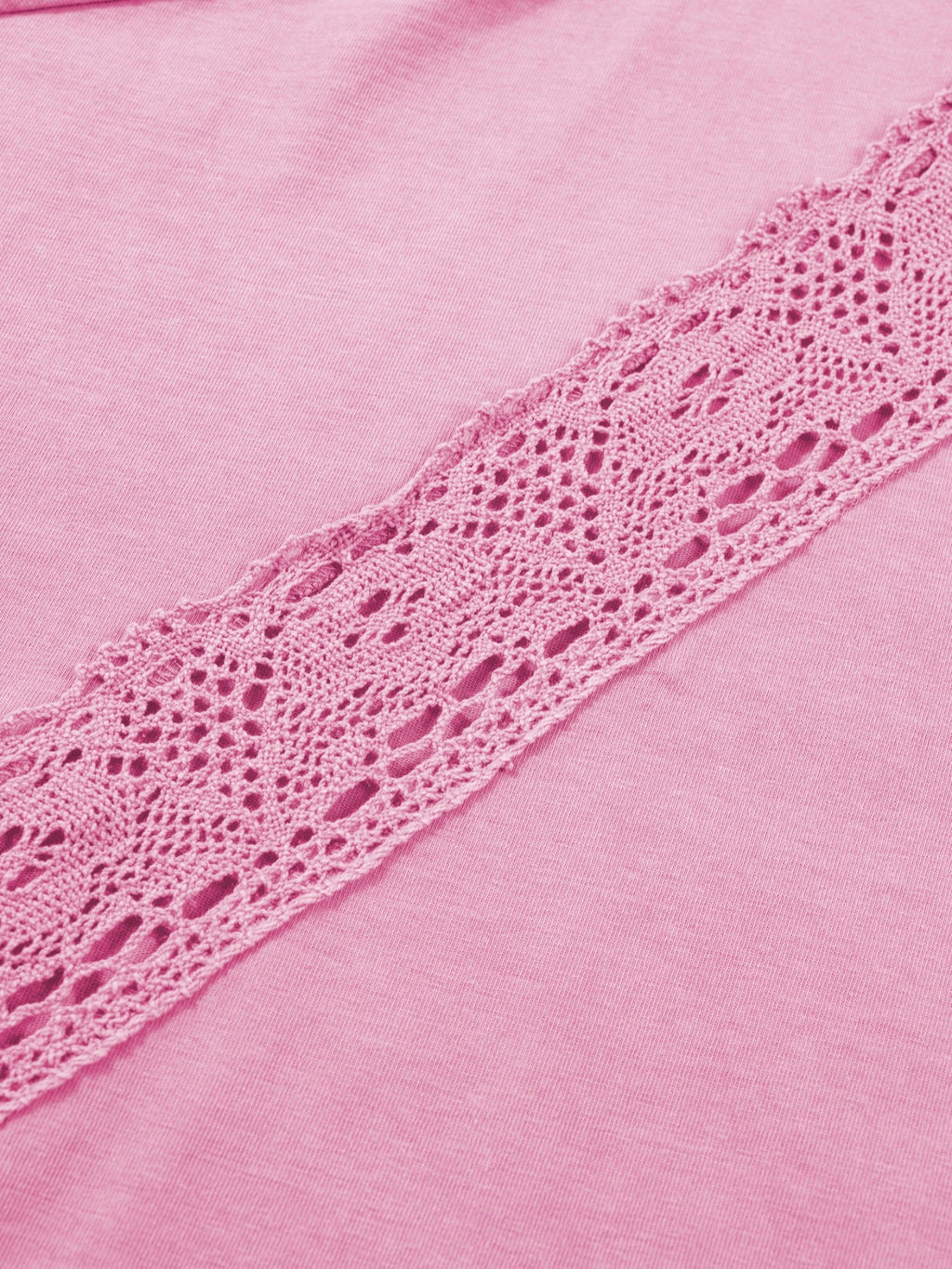 Raw Cut Notched Neck Lace Patchwork Detail Mineral Wash Tee