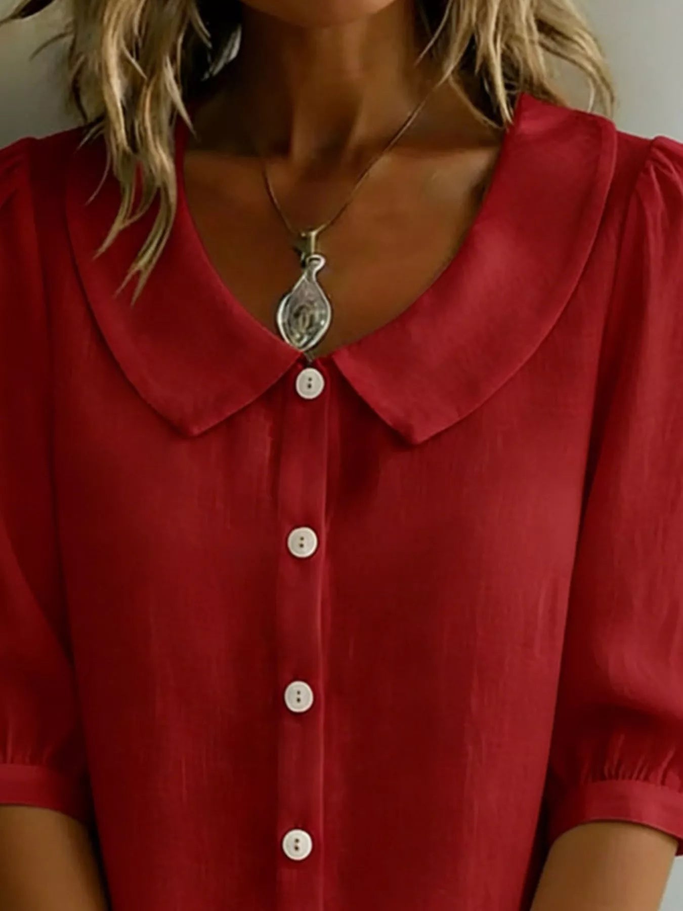 Peter Pan Collar Puff Sleeve Shirt