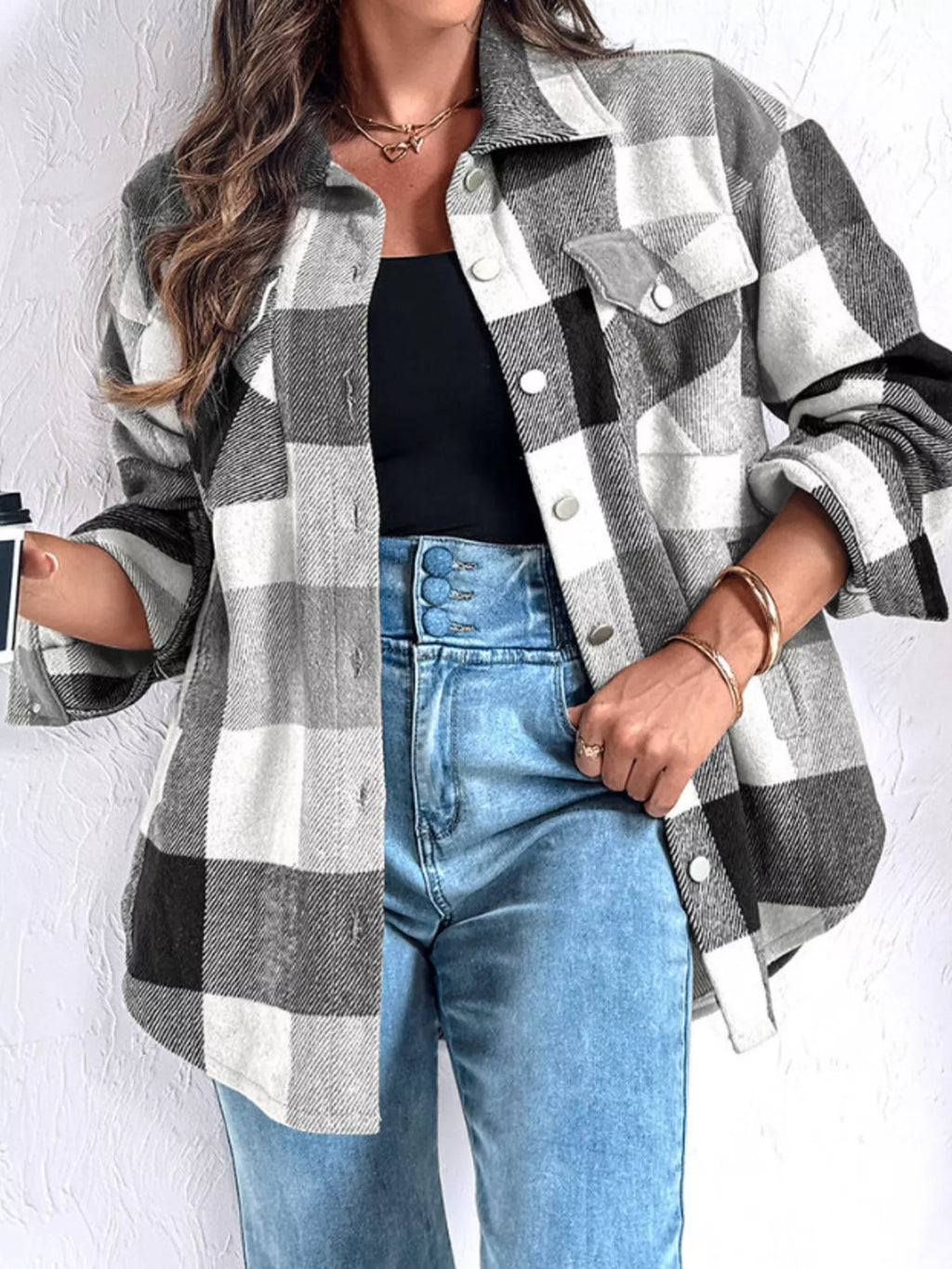 Plaid Button-Up Long Sleeve Shirt