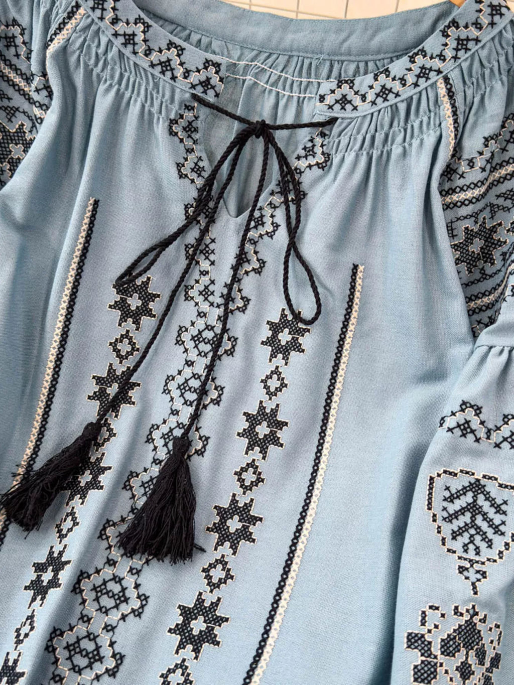 Tie Neck Long Sleeve Blouse