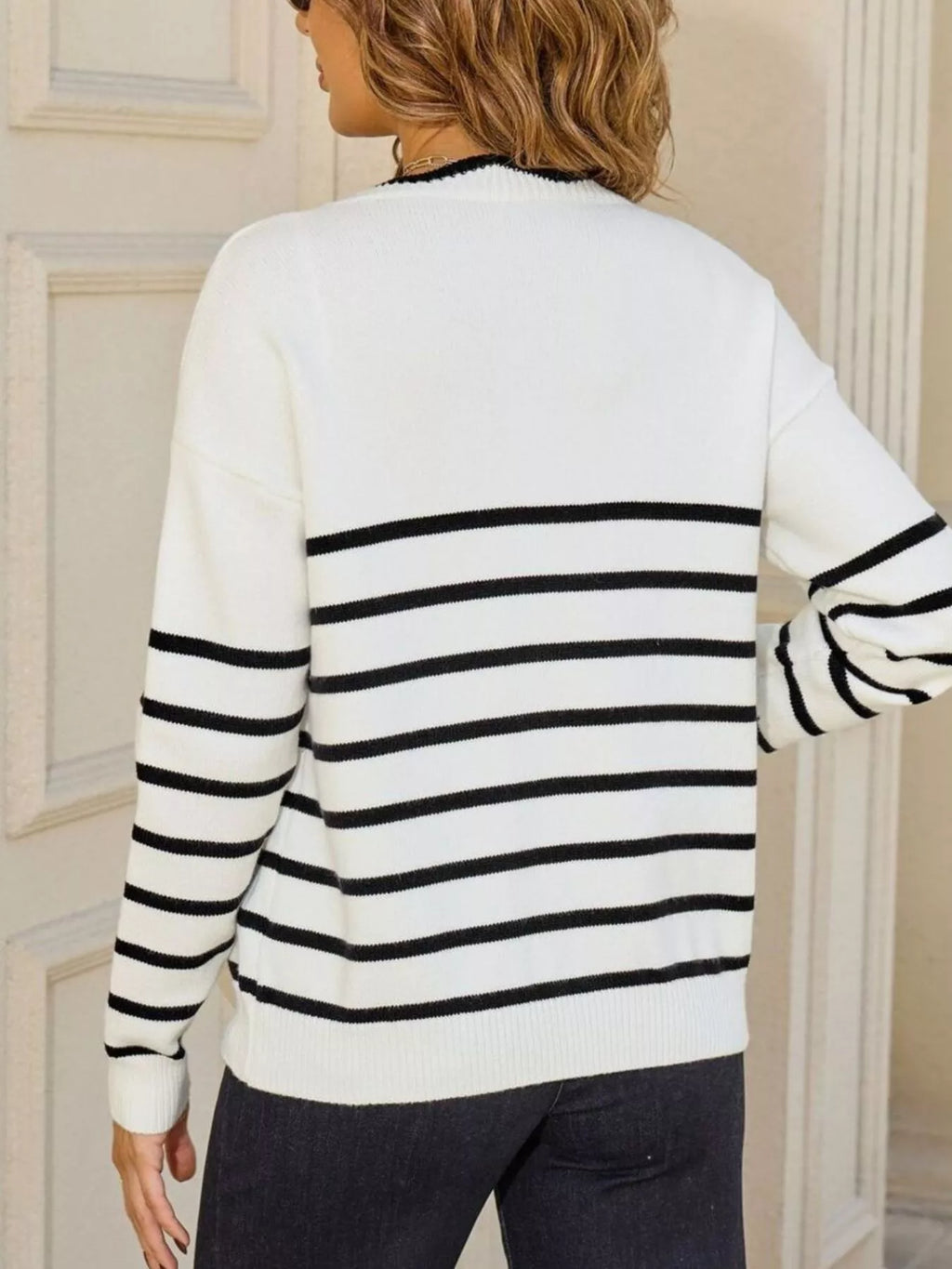 Striped Tie Front Knit Cardigan