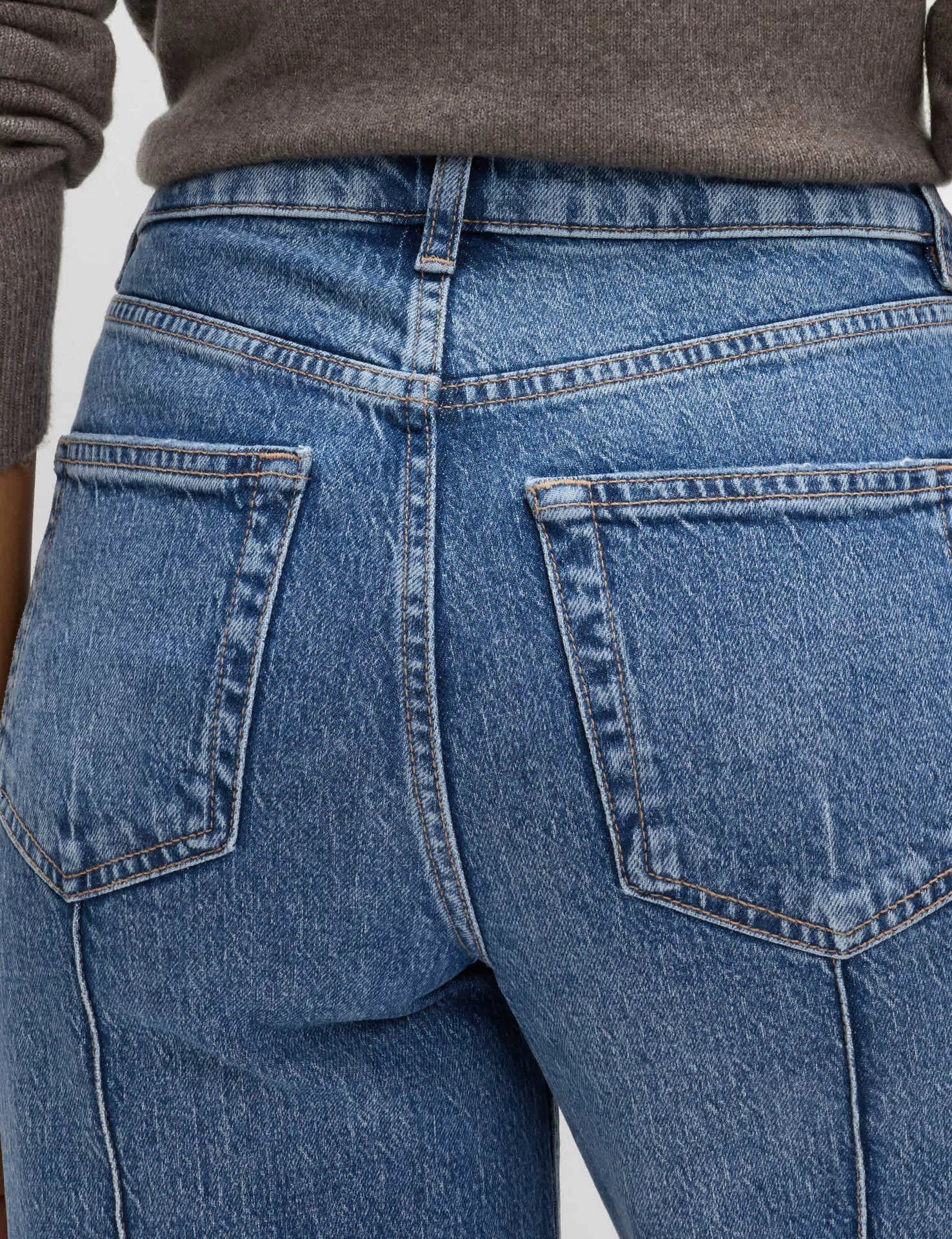 Wide Leg Jeans with Front Seam Detail