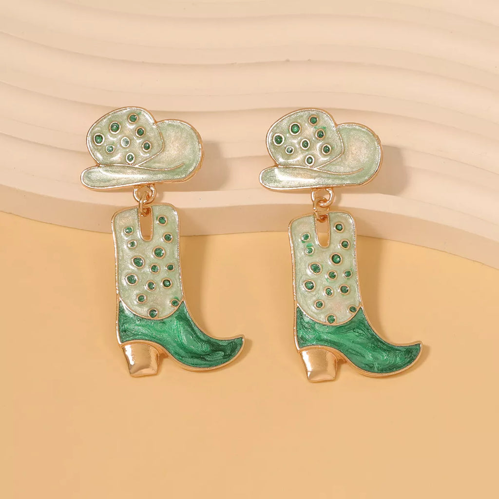 Cowgirl Boot and Hat Dangle Earrings