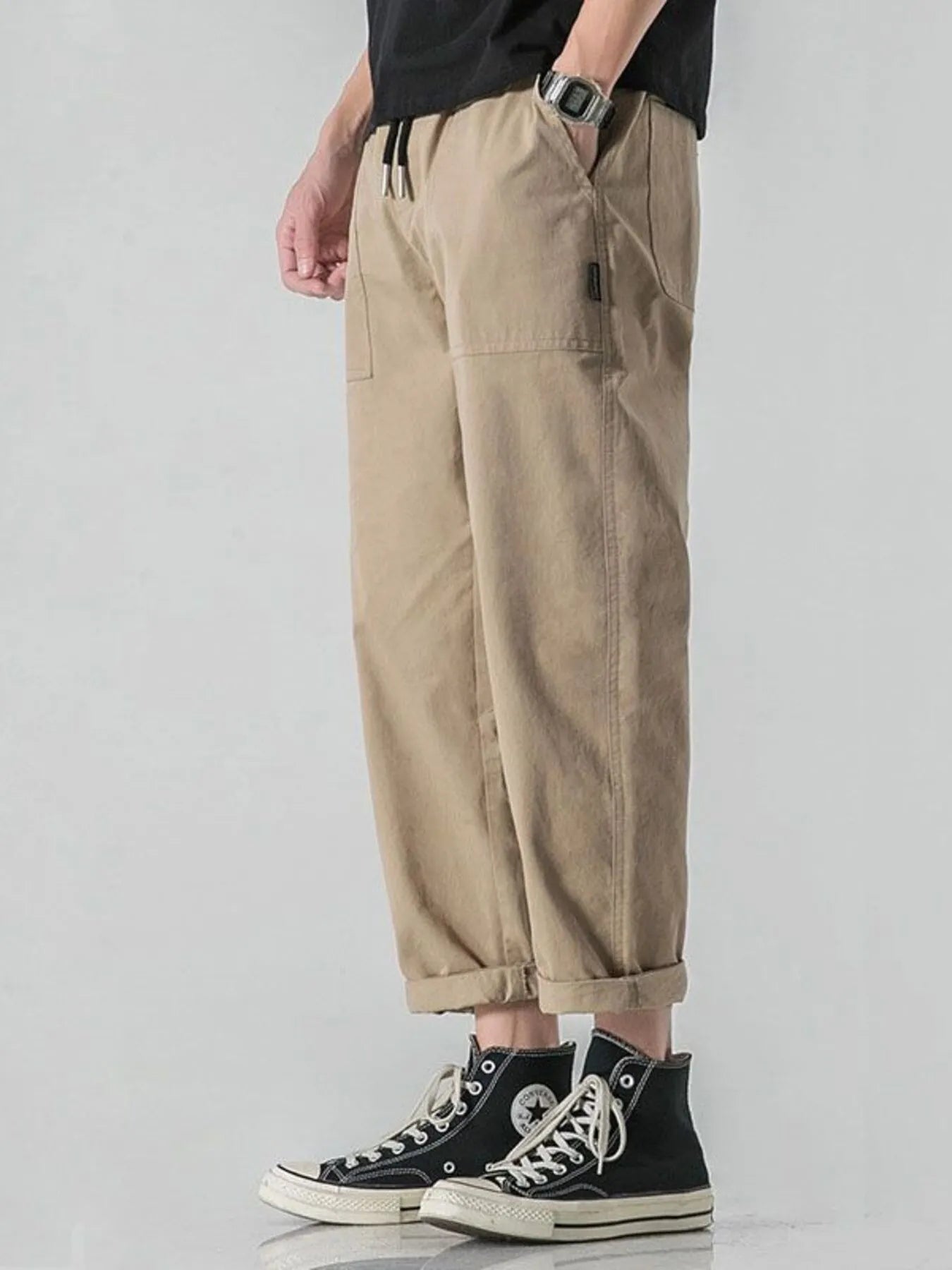 Men's Plus Size Drawstring Wide Leg Pants