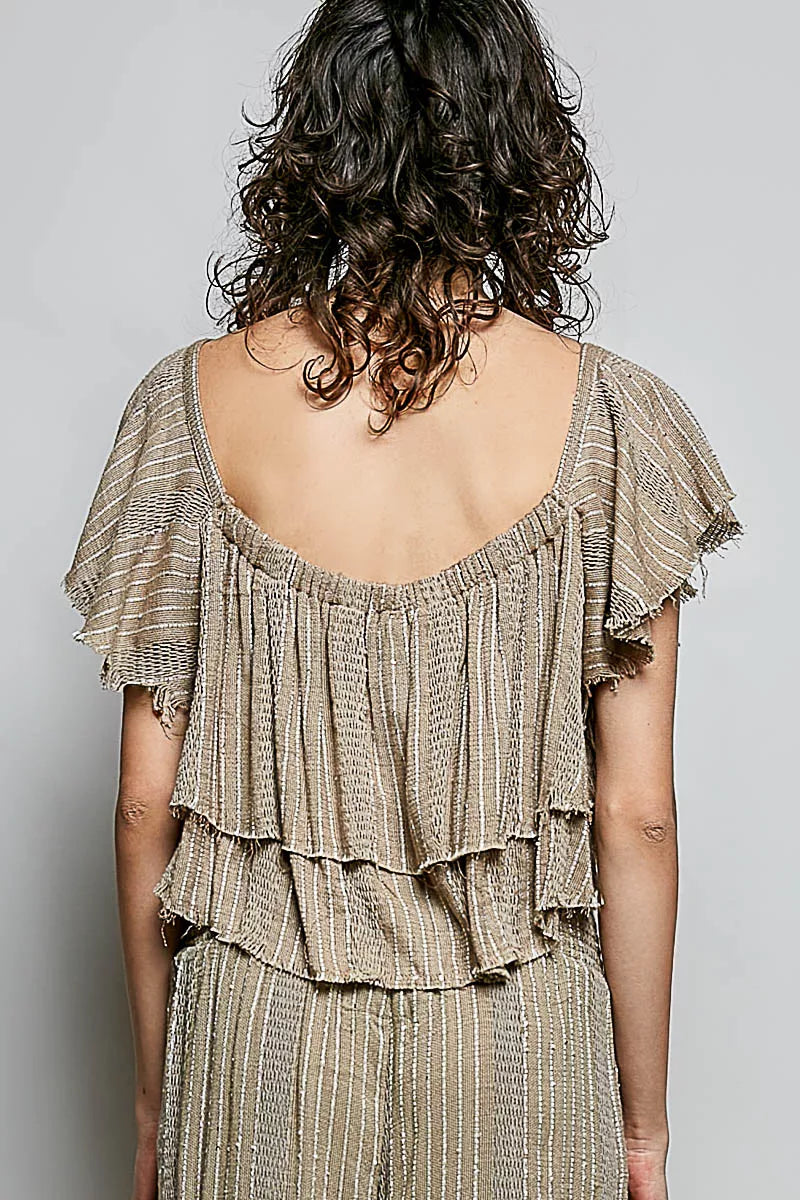 POL Off-Shoulder Ruffle Crop Top