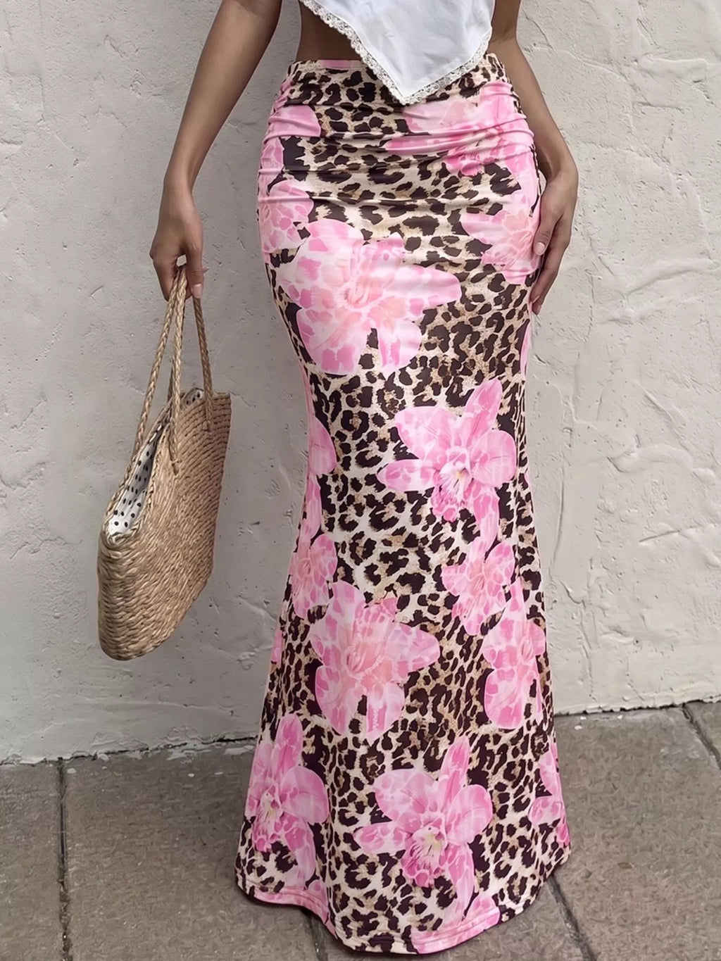 Leopard Print Bodycon Maxi Skirt