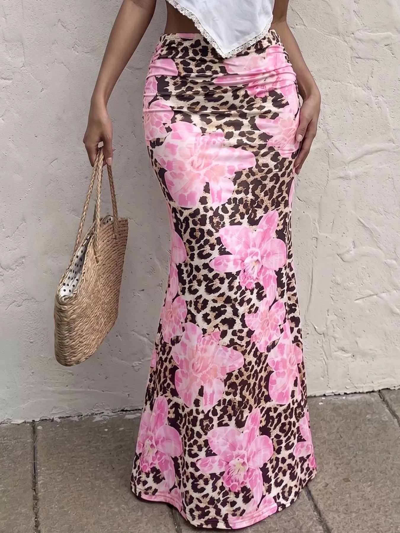 Leopard Print Bodycon Maxi Skirt