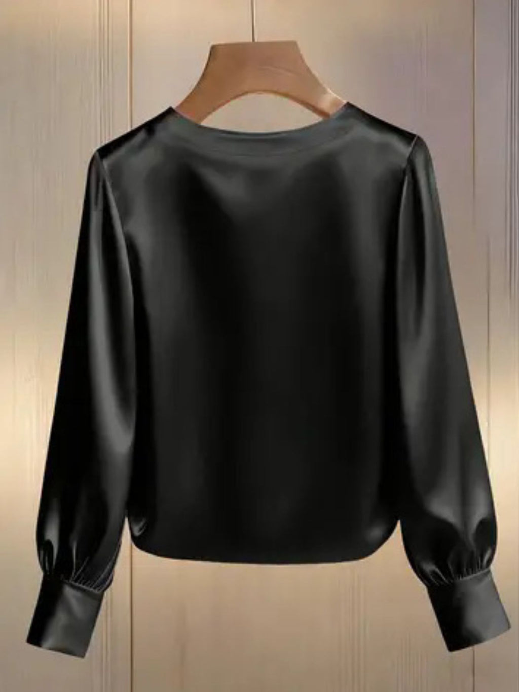 Pearl Trim Round Neck Silk Blouse