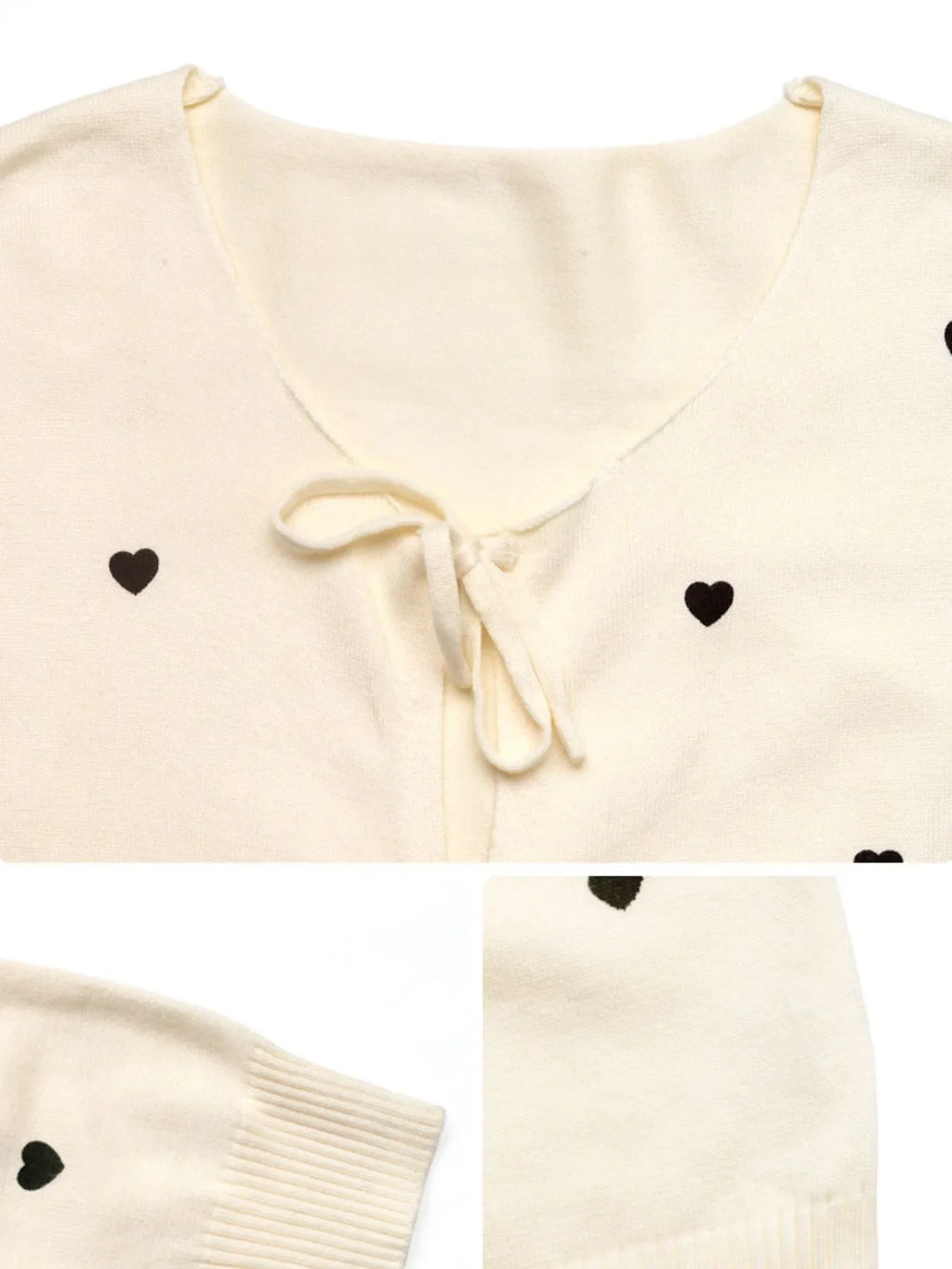 Heart Tie-Front Long Sleeve Cardigan