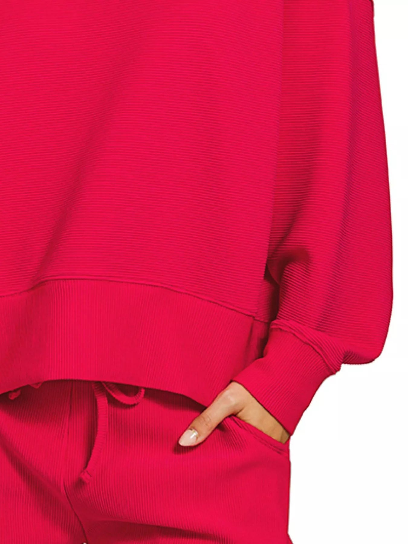 Zenana Ribbed Round Neck Pullover and Shorts Set