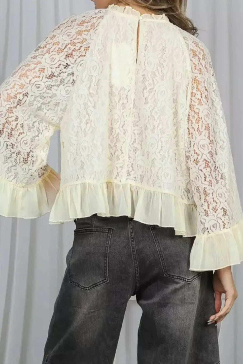 Lace Ruffled Hem Blouse
