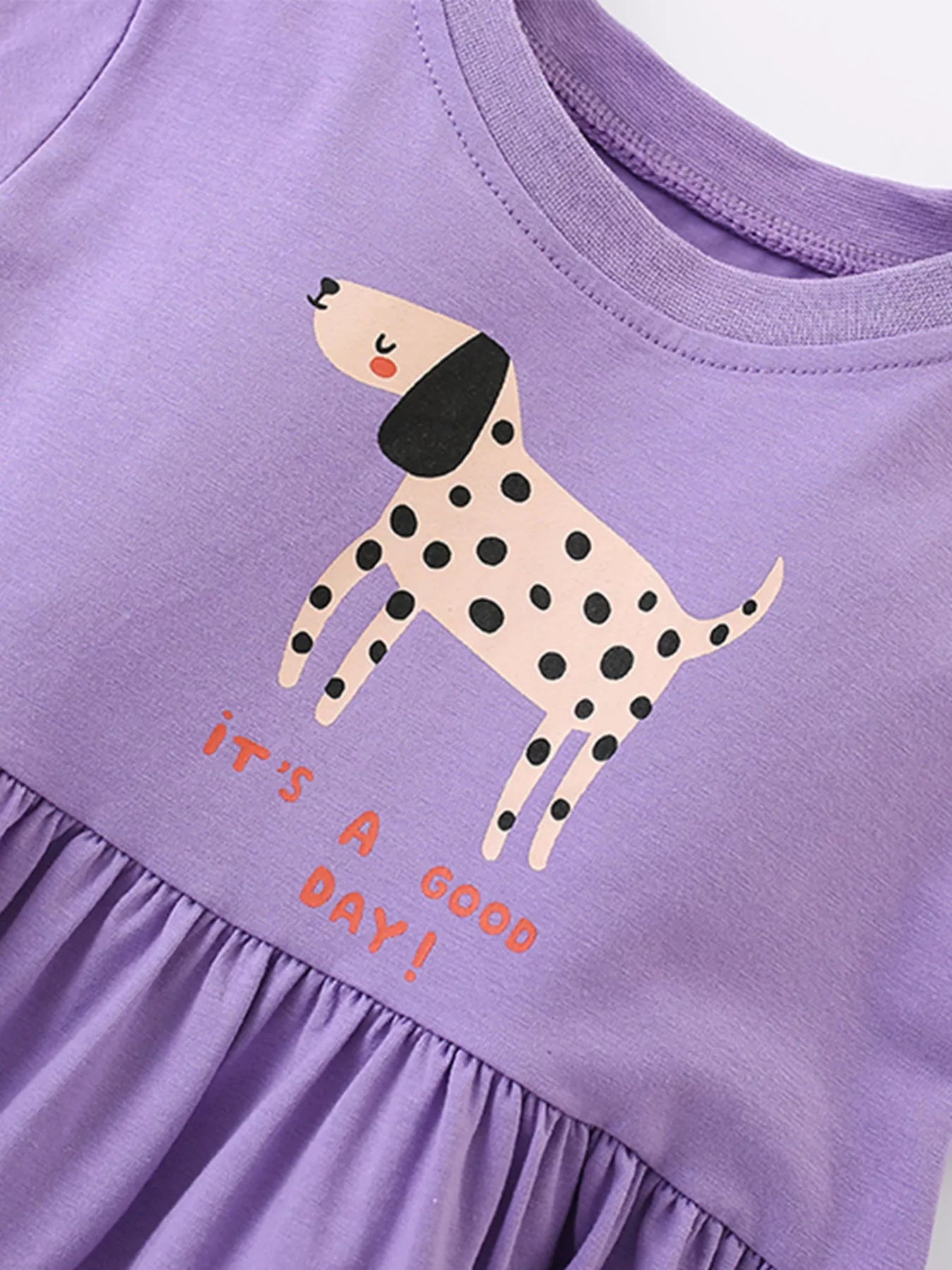 Children's Dog Round Neck Casual Dress
