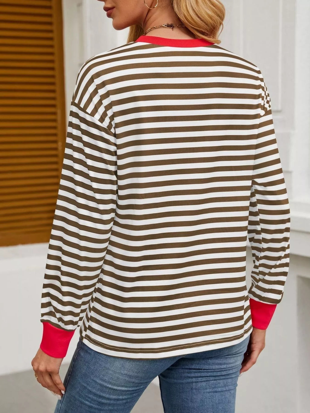 Striped Round Neck Long Sleeve T-Shirt