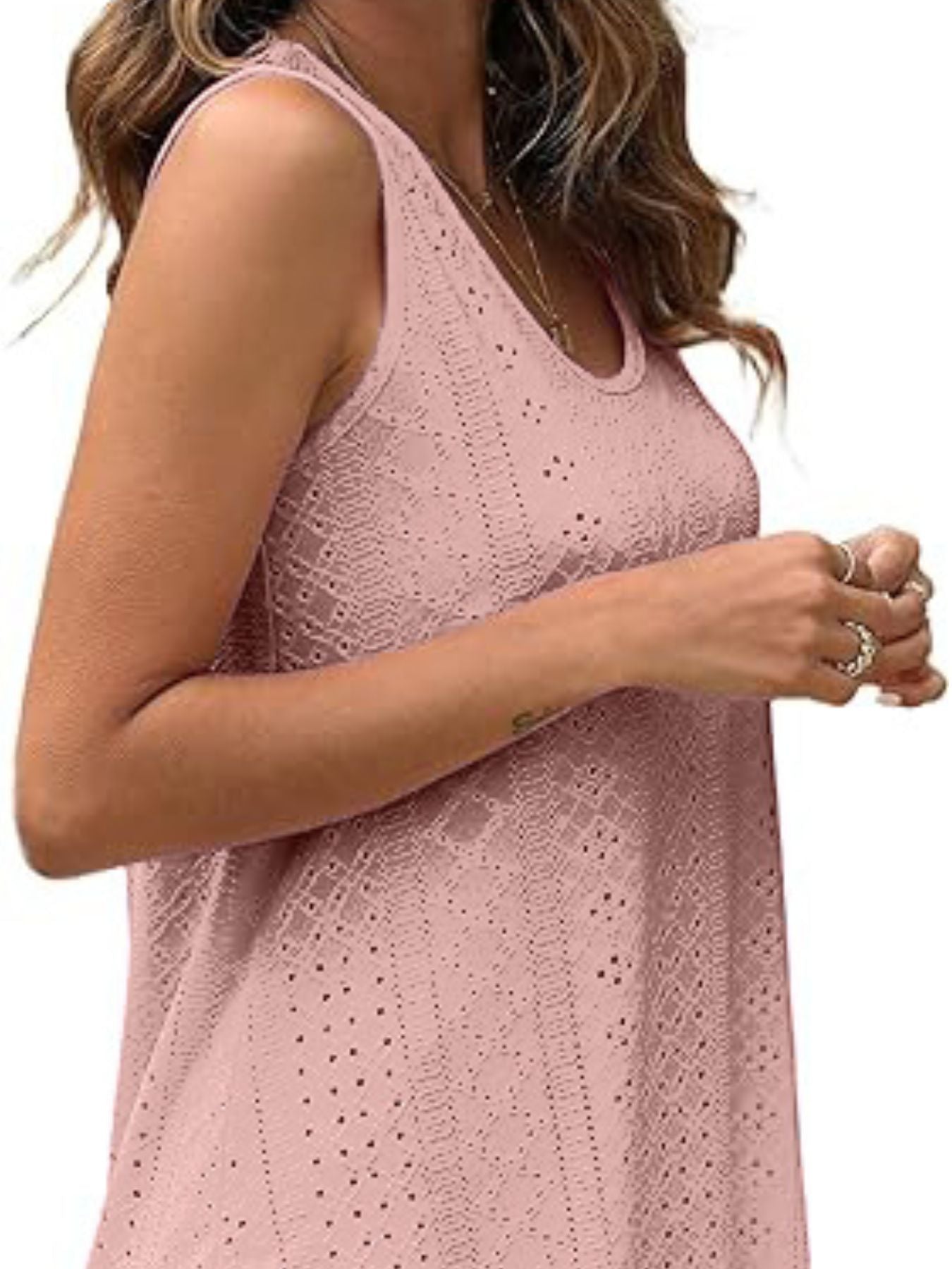 Eyelet Scoop Neck Tank