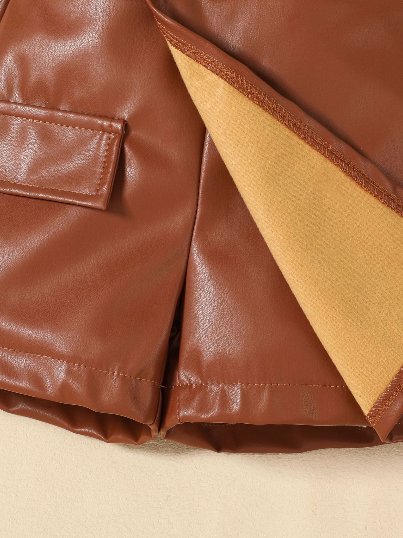 Children's Ribbed Knit Top and Leather Skirt Set