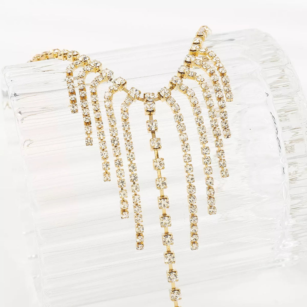 Rhinestone Fringe Hand Chain Bracelet
