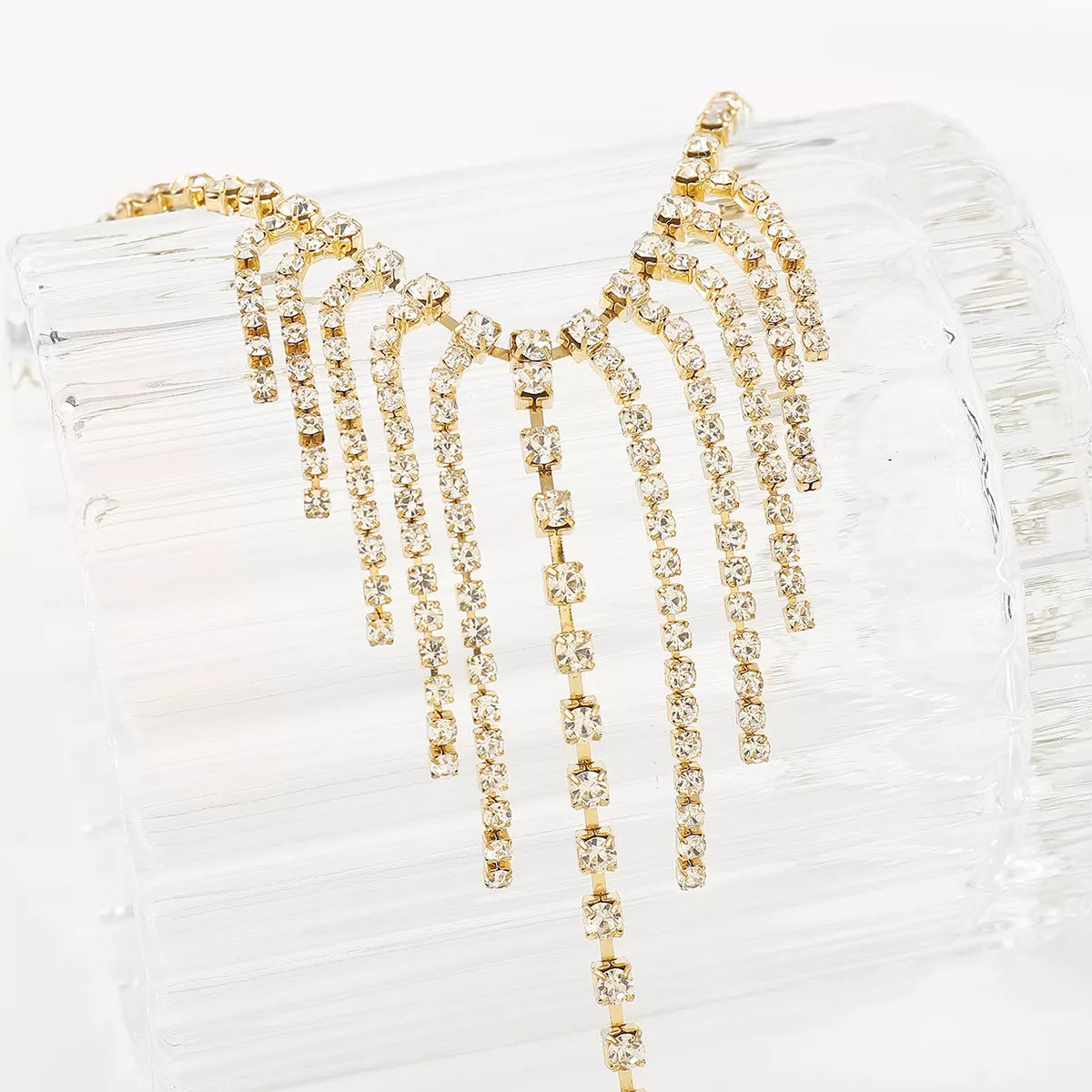 Rhinestone Fringe Hand Chain Bracelet