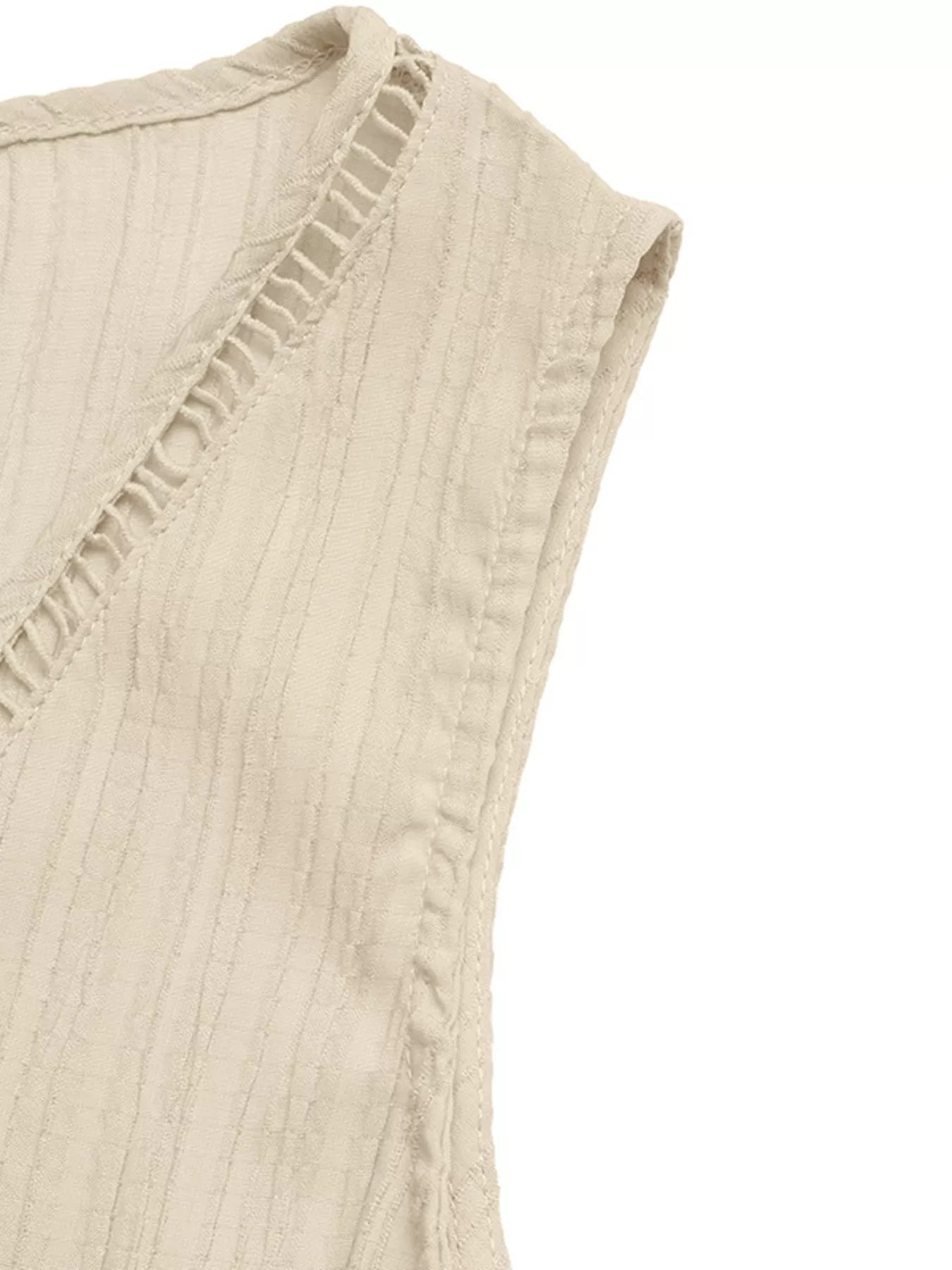 V-Neck Drawstring Waist Wide Leg Jumpsuit