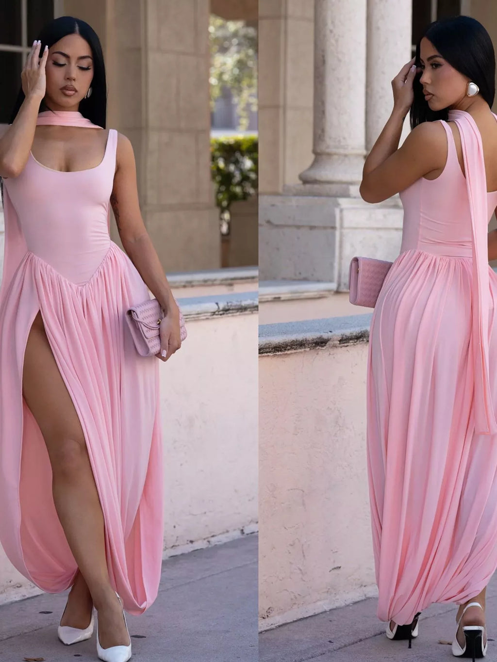 Scoop Neck Slit Maxi Dress