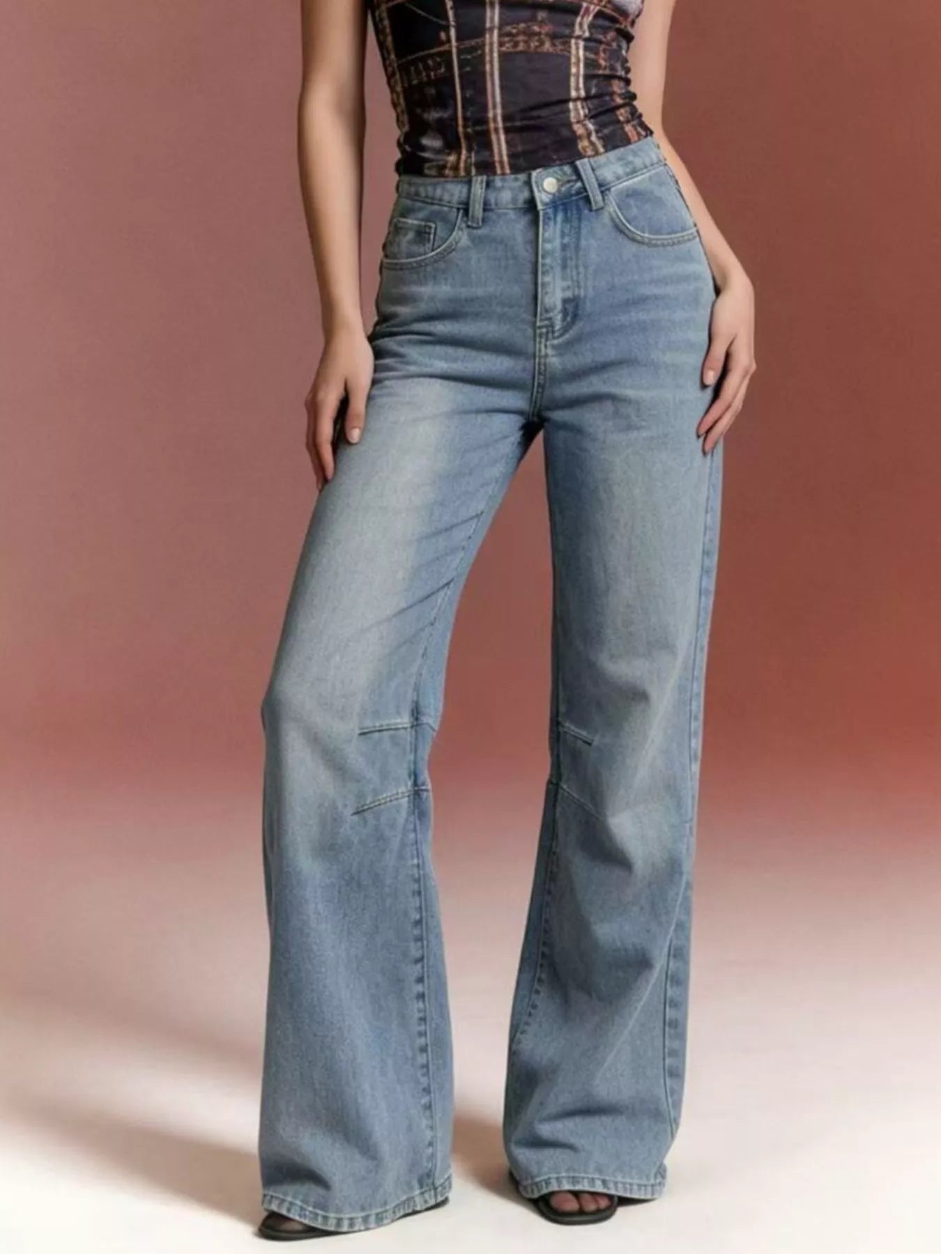 Wide Leg Wash Jeans