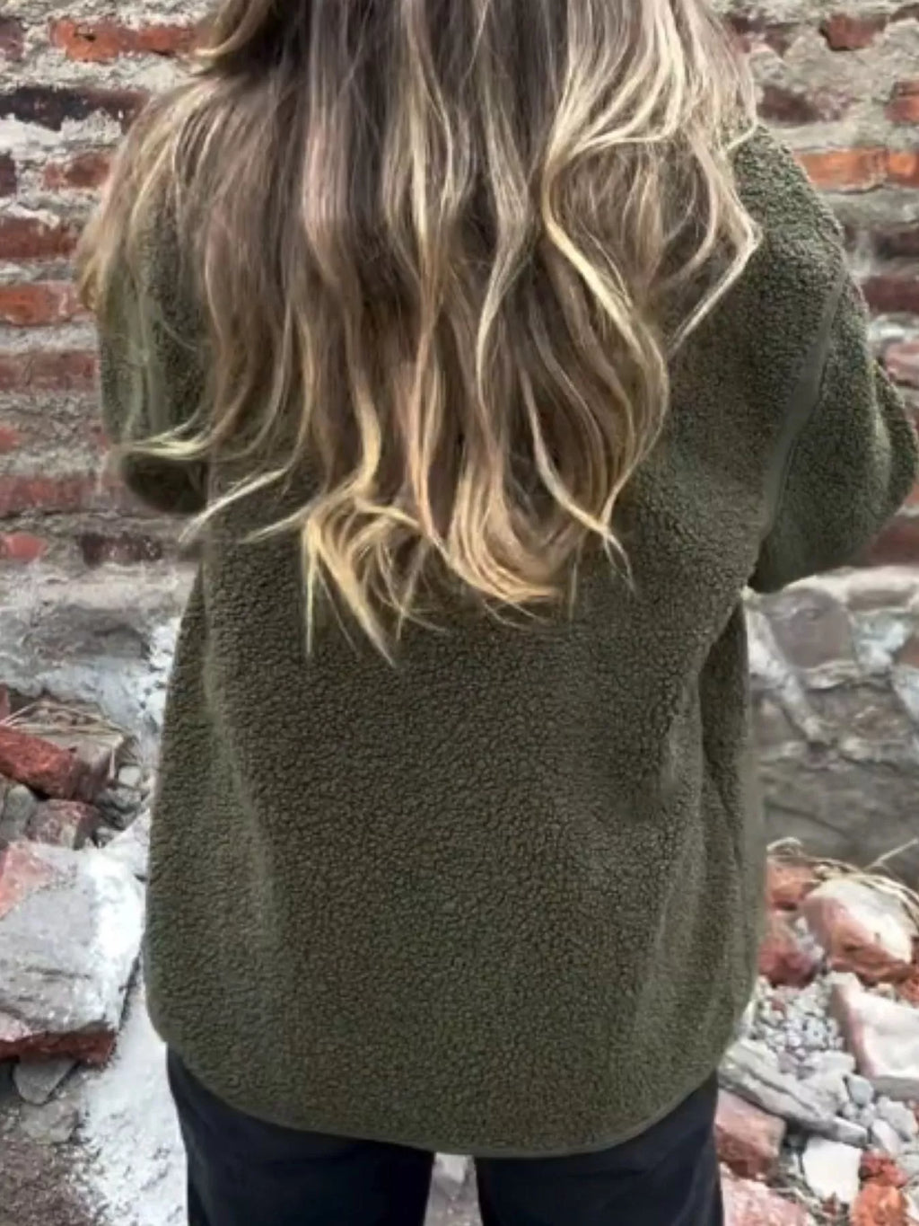 Full Size Button Up Long Sleeve Fleece Jacket Plus Size