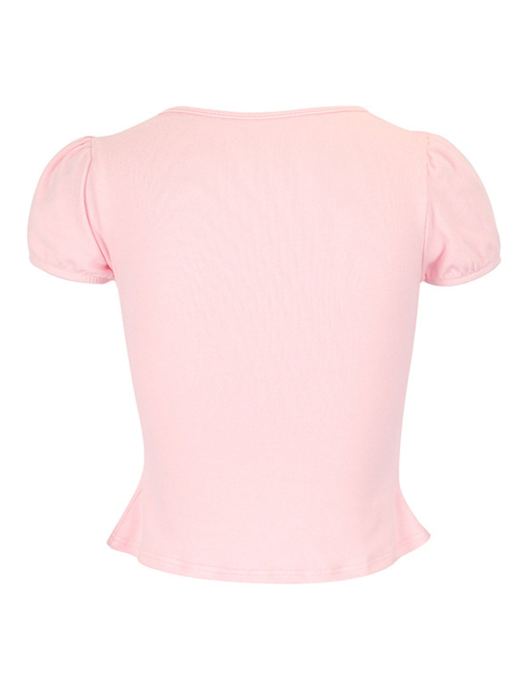 Tie-Front Puff Sleeve T-Shirt