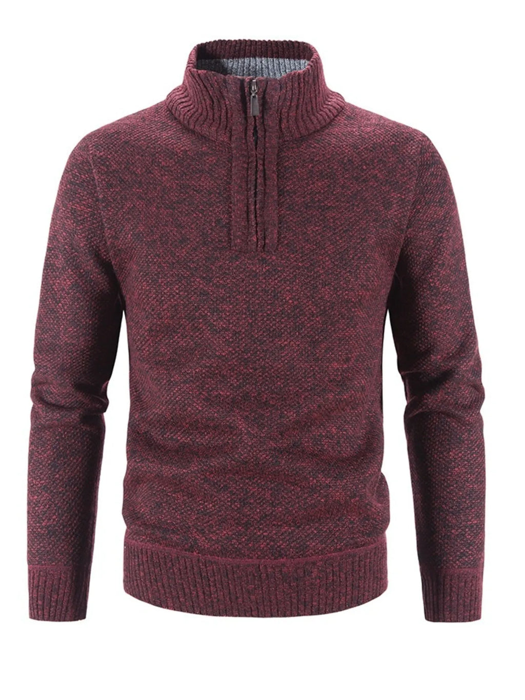 Men's Plus Size Quarter Zip Long Sleeve Sweater