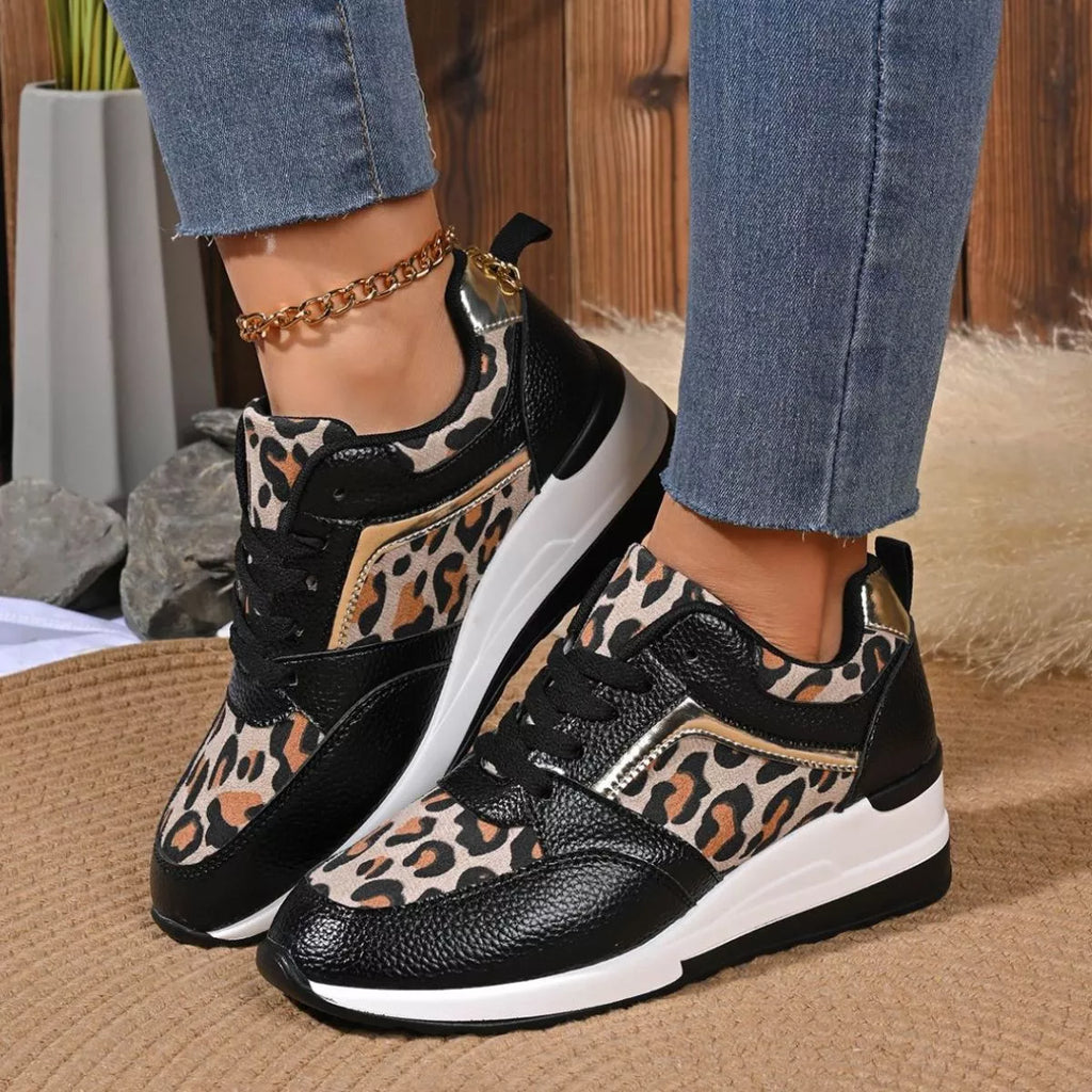 Leopard Lace Up Sneakers