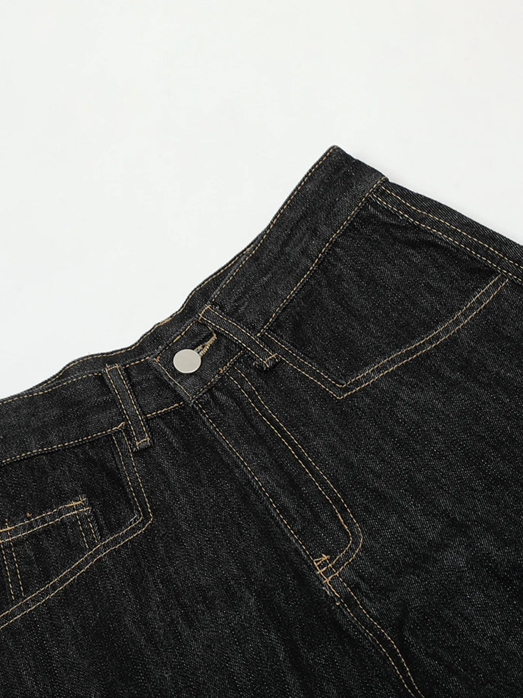 Men's Washed Curved Jeans with Contrast Stitching