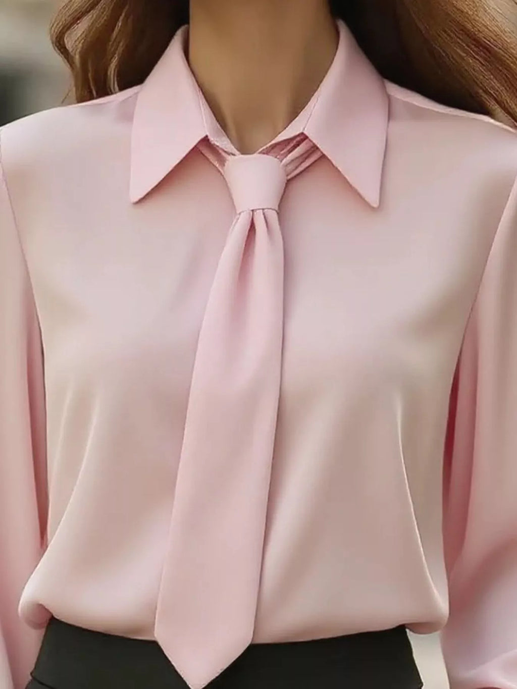 Collared Neck Long Sleeve Blouse