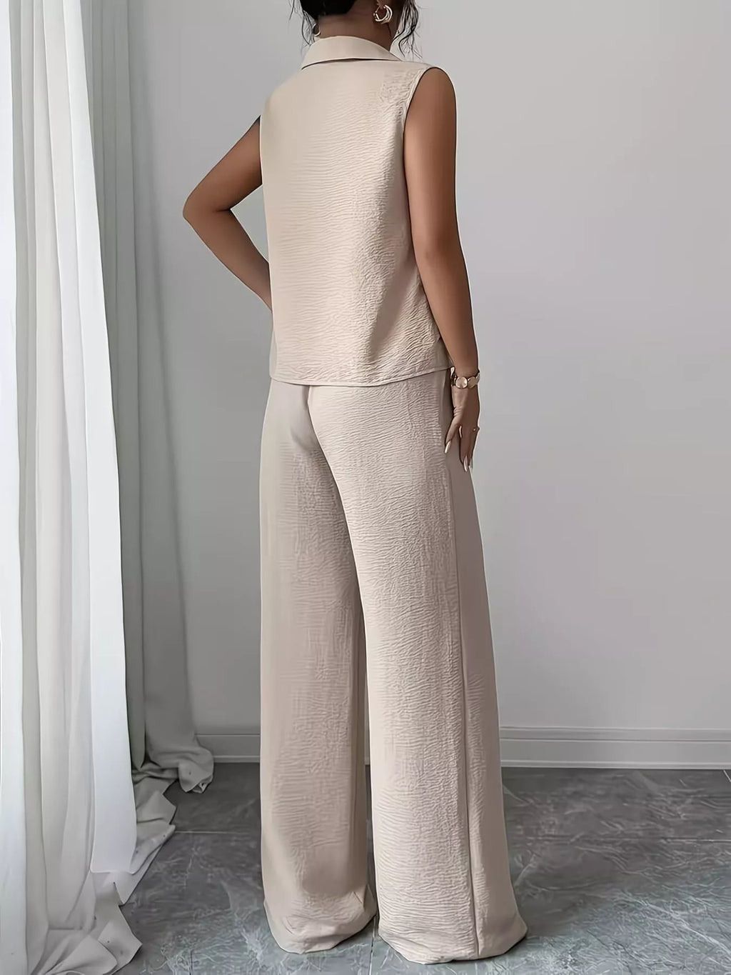 Sleeveless Top and Wide Leg Pants Set