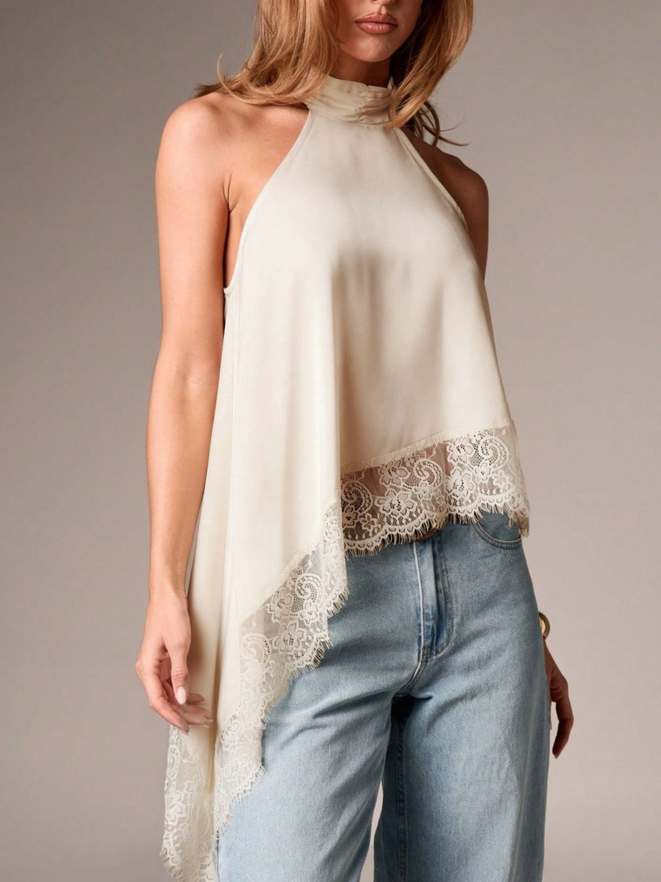 Halter Neck Lace Trim Cami