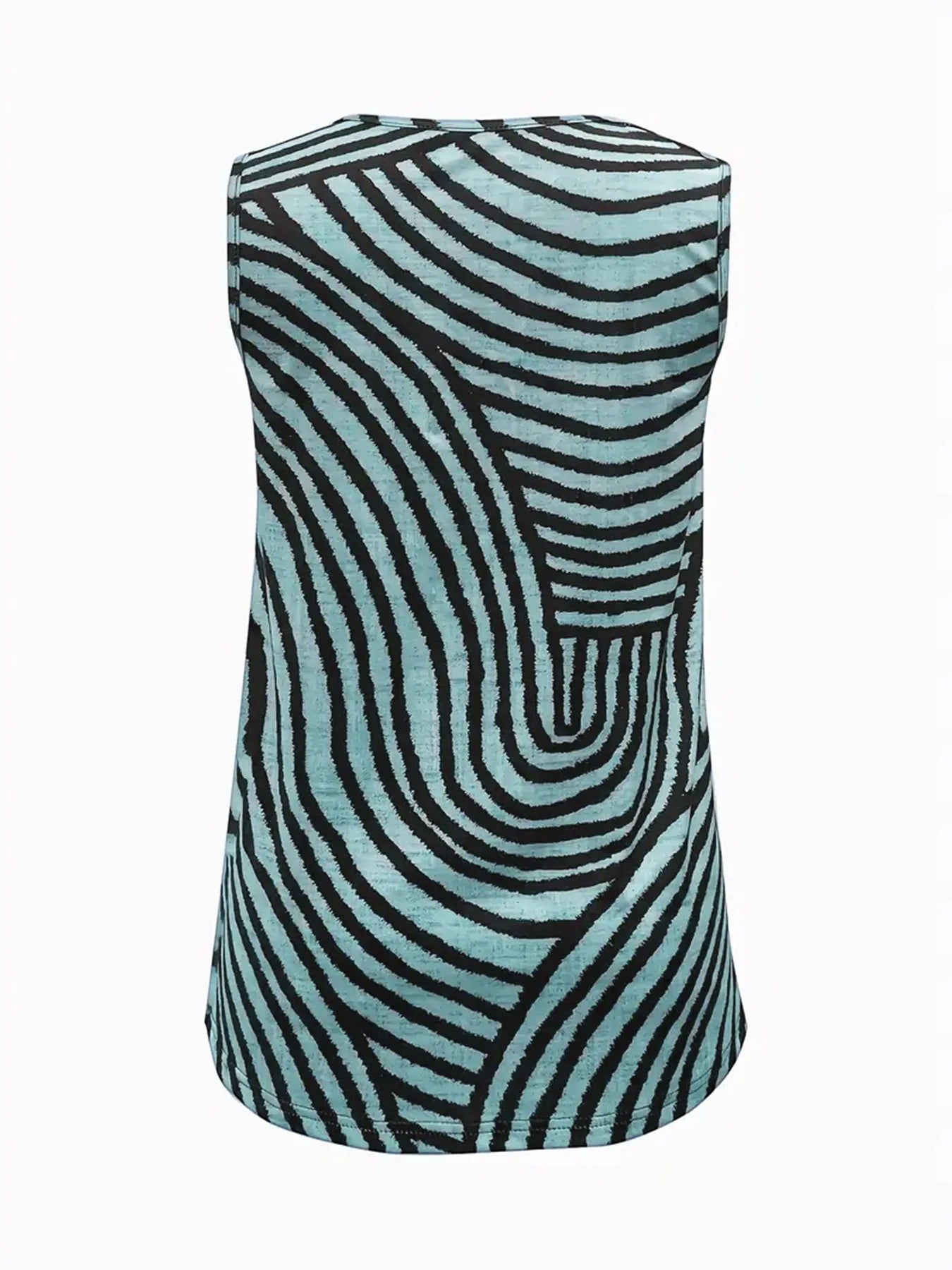 Sleeveless Zebra Print Button-Up Tank Top
