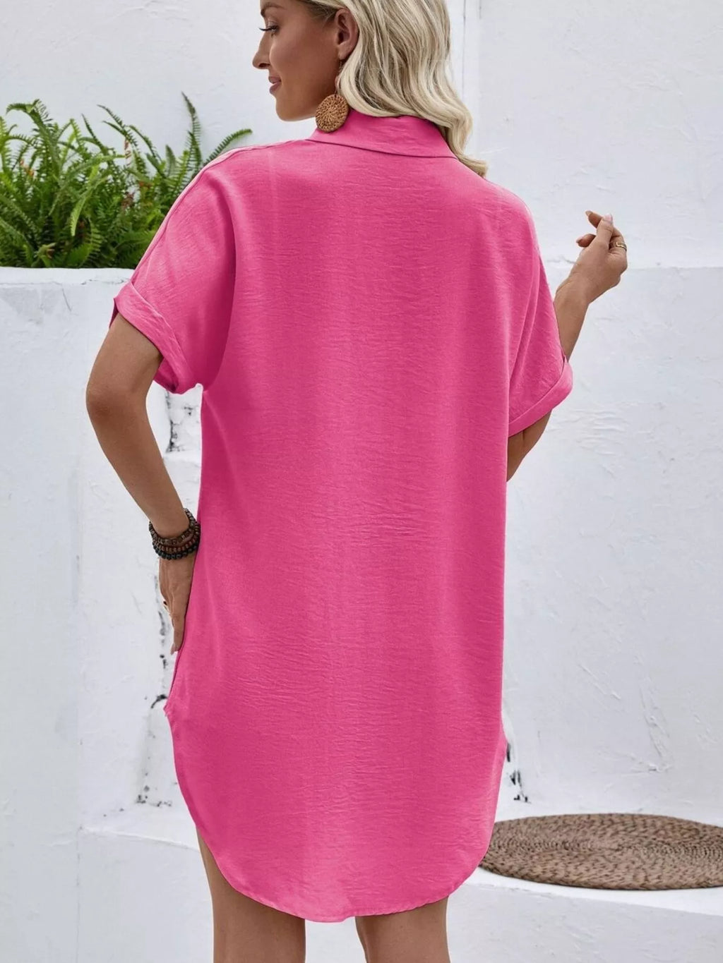 Relaxed Fit Button-Down Longline Shirt