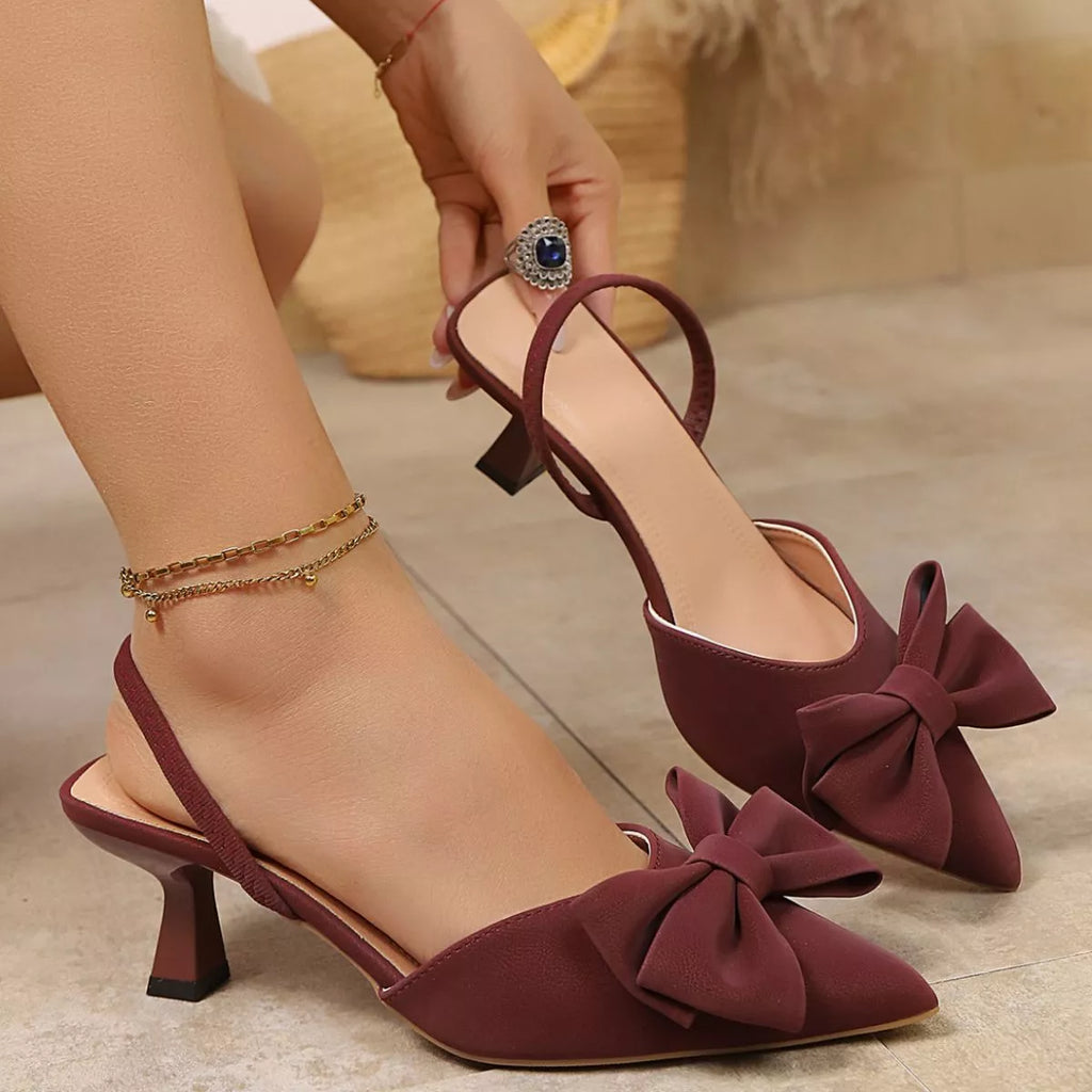 Bow Point Toe Kitten Heels Pumps