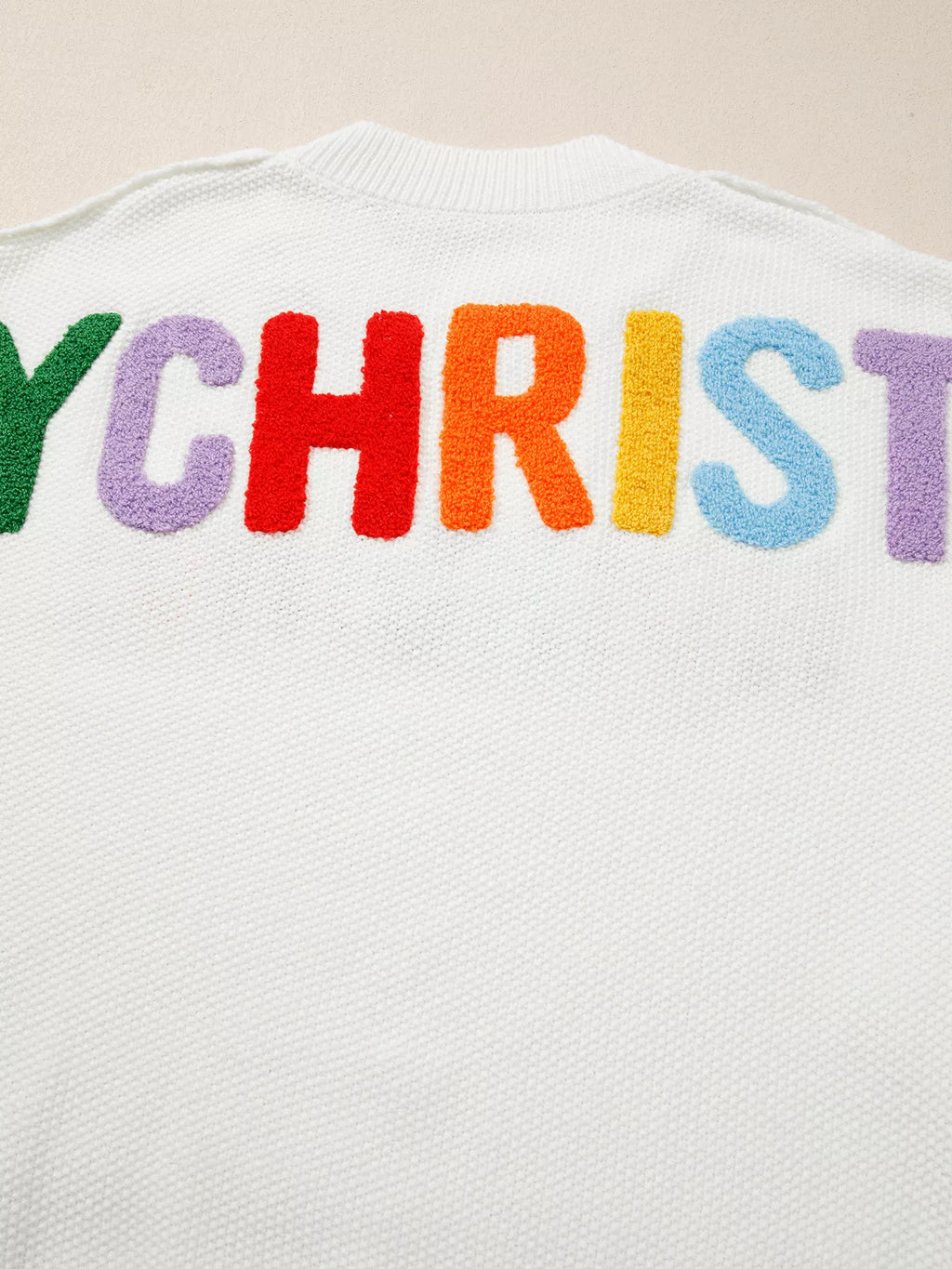 HOHOHO MERRY CHRISTMAS Drop Shoulder Holiday Sweater