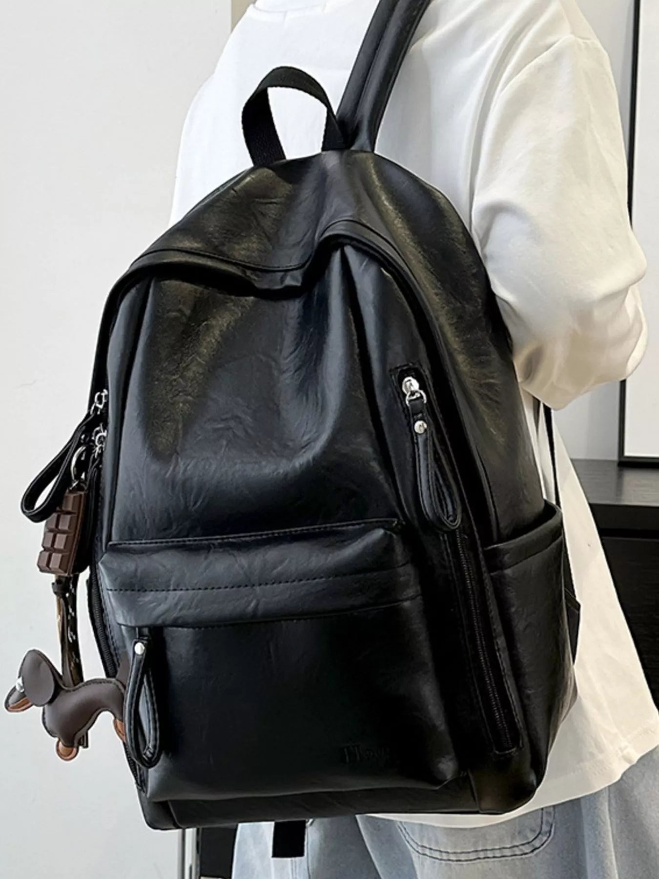 Leather Texture Backpack Bag