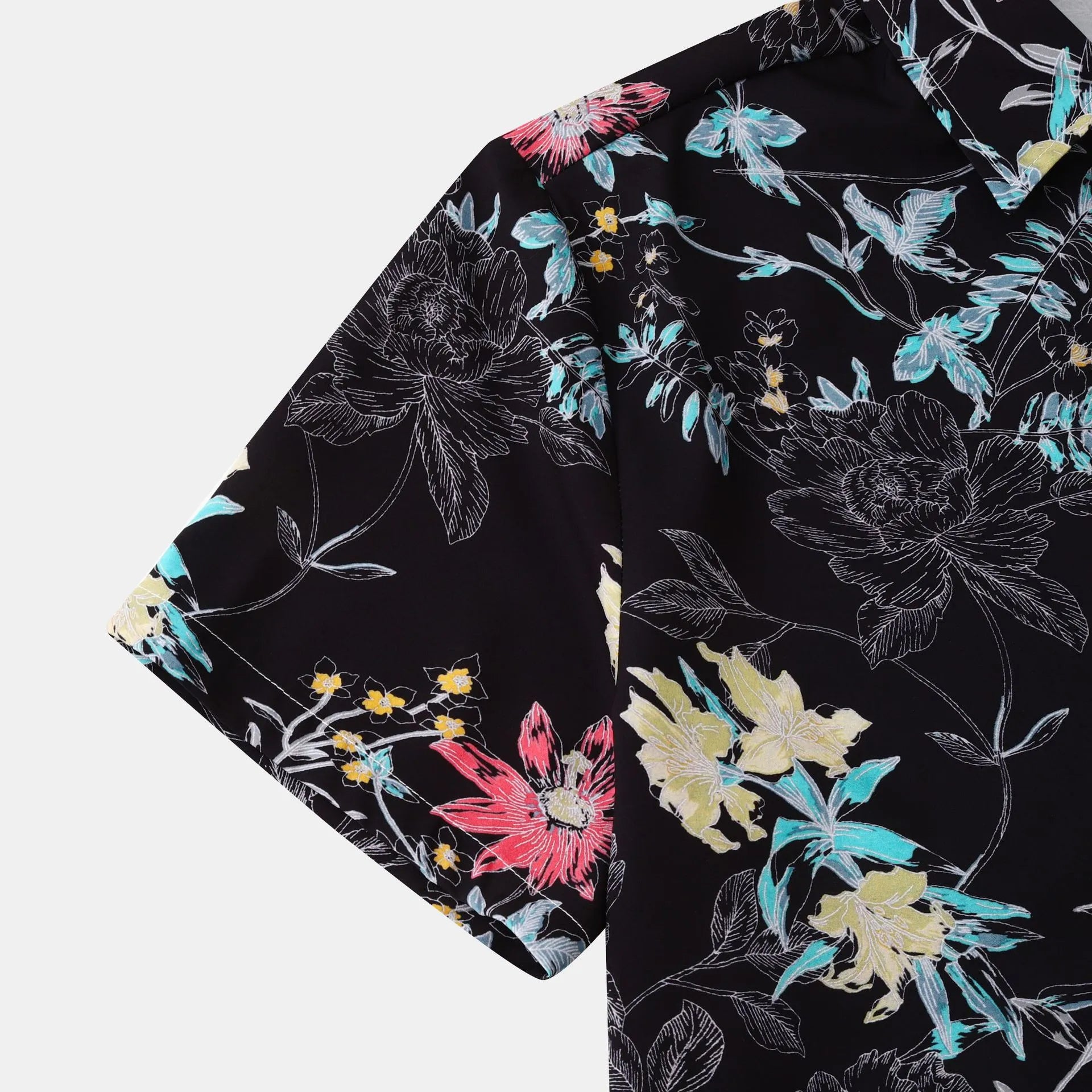 Men's Plus Size Floral Print Short Sleeve Button Down Casual Shirt