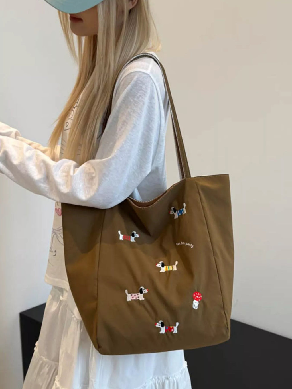Embroidered Dachshund Shoulder Bag