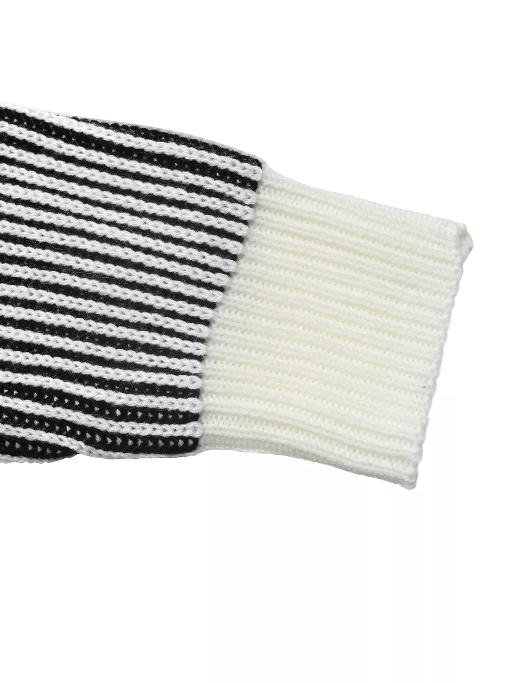 Striped Knit Sweater with Contrast Collar