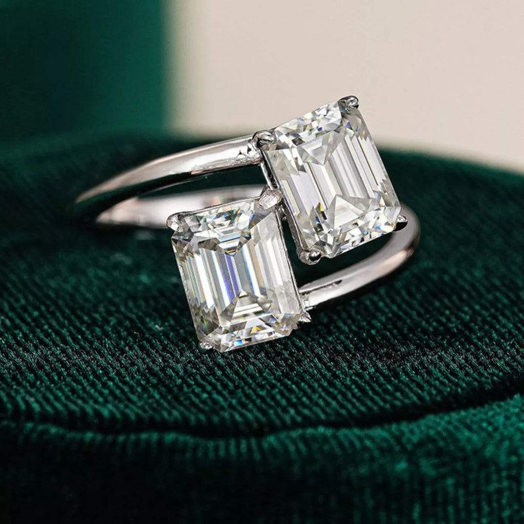 2 Carat Moissanite 925 Sterling Silver Bypass Ring