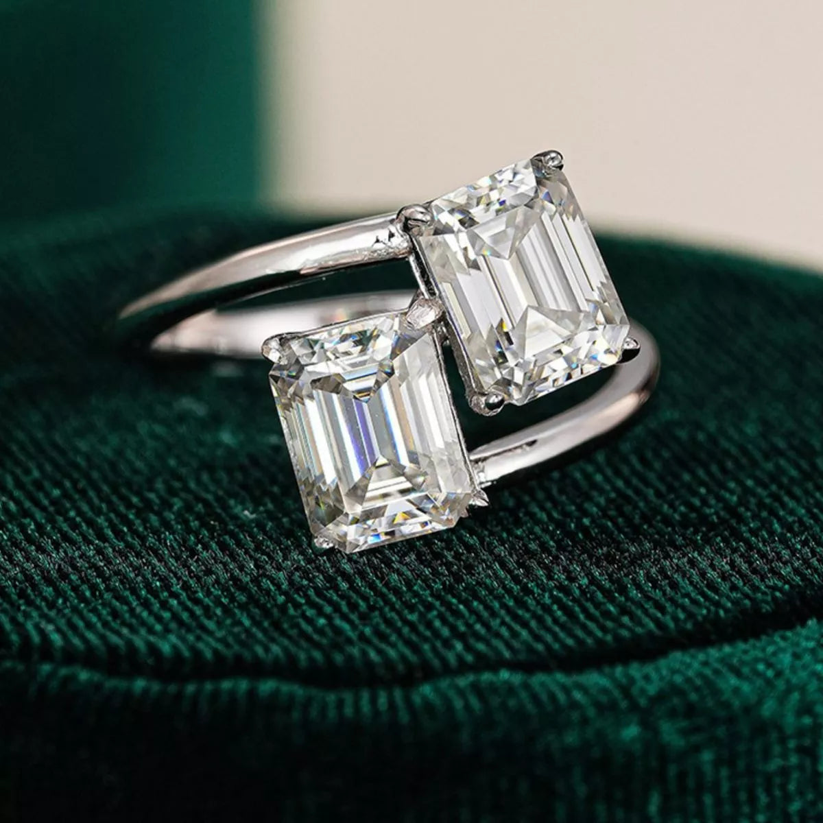 2 Carat Moissanite 925 Sterling Silver Bypass Ring